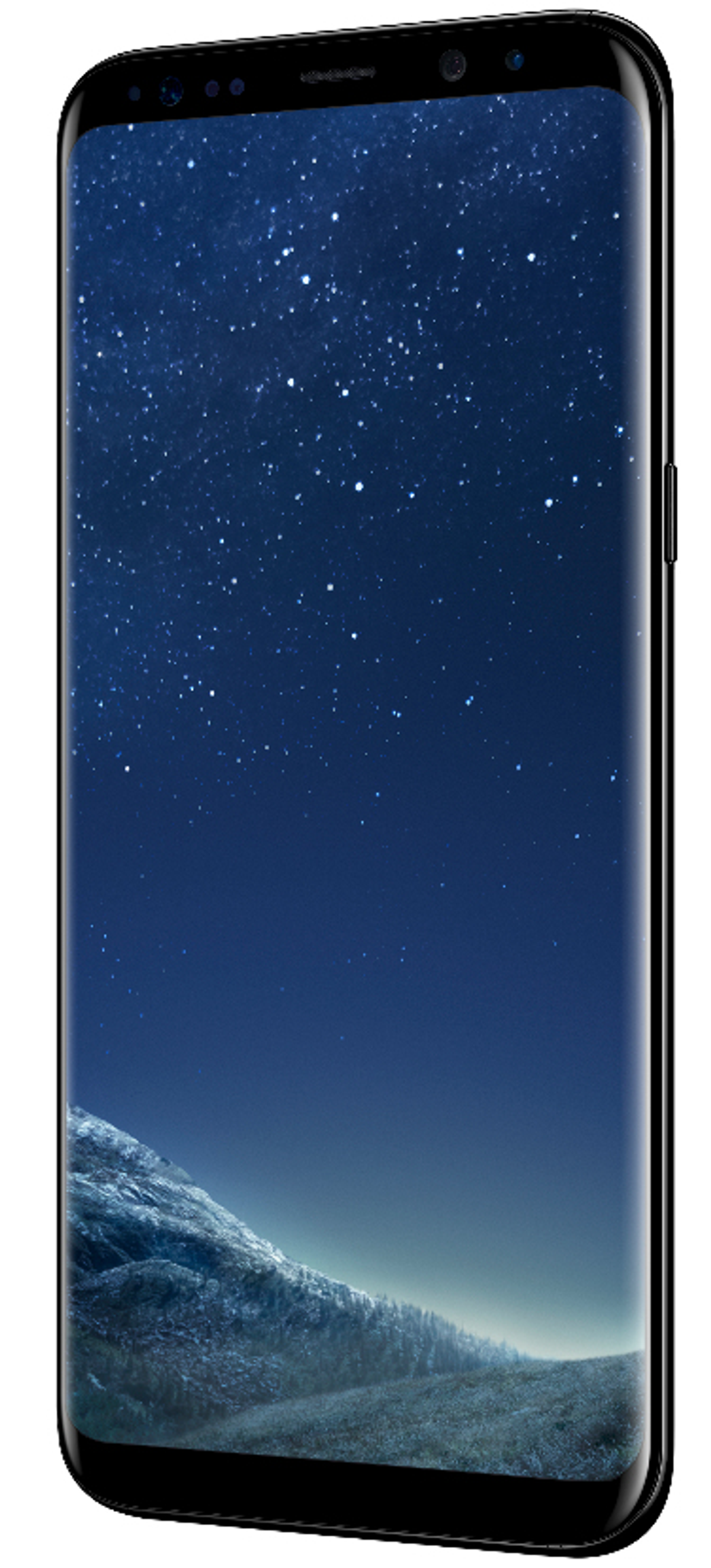 Un telefono nero che mostra una scena di cielo notturno sul suo schermo.