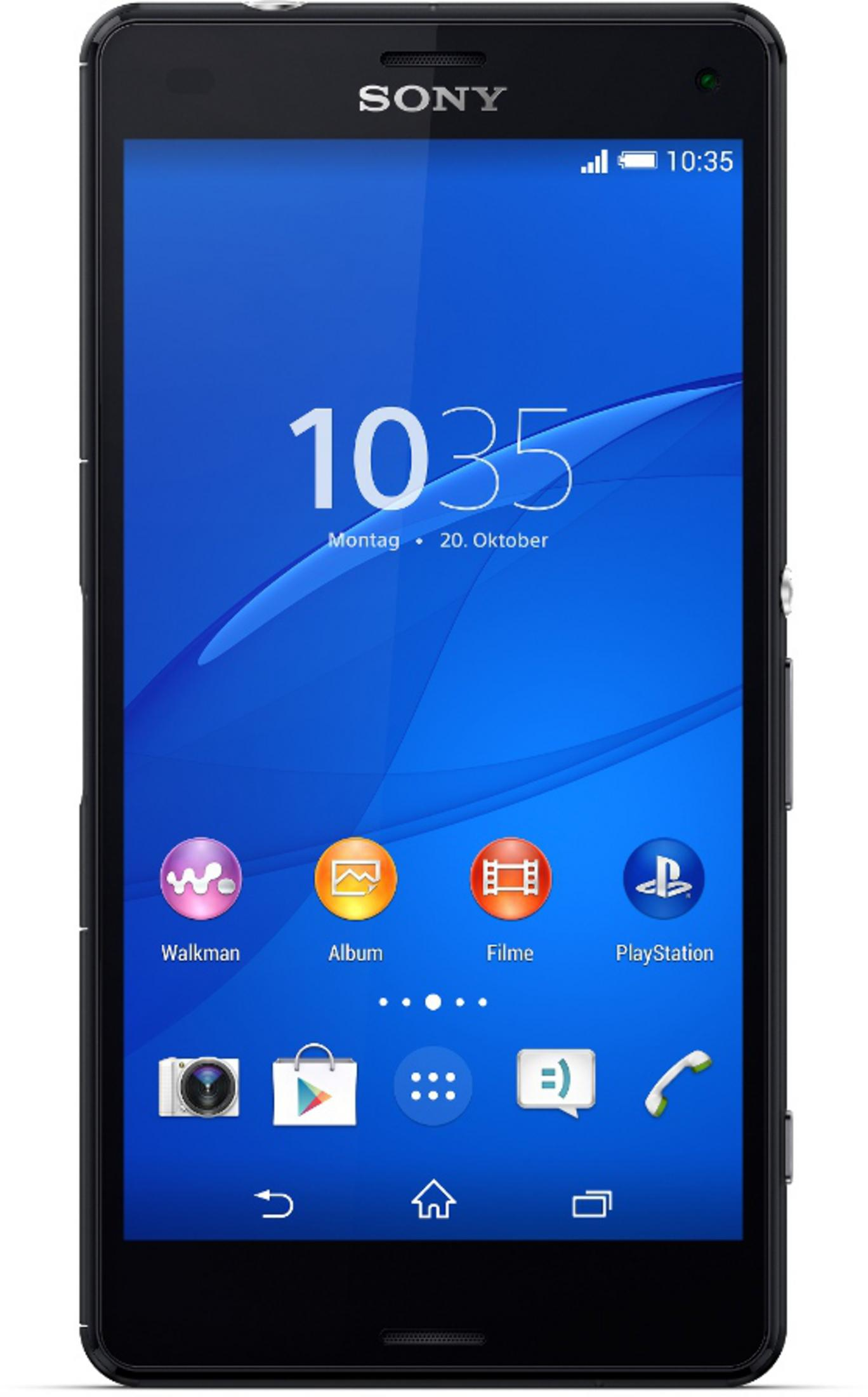 Czarny telefon wyświetla datę, godzinę i ikony aplikacji na ekranie.