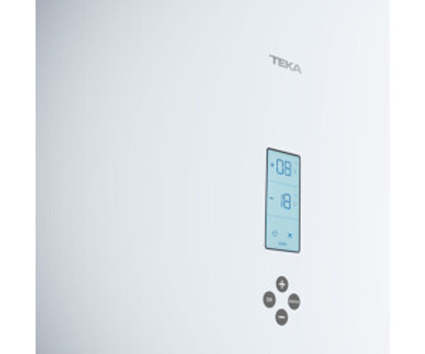 Un electrodoméstico blanco con una pantalla digital que muestra números y botones.