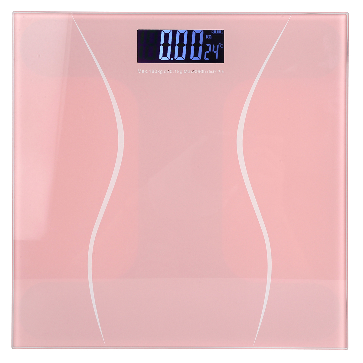 Digitale Badezimmerwaage, rosa, mit Digitalanzeige.