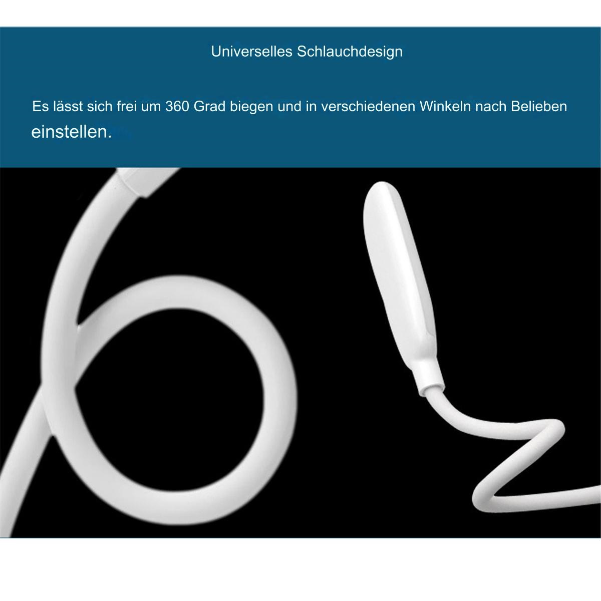 Weiße flexible Lampe mit Schwanenhals-Design, schwarzer Hintergrund.