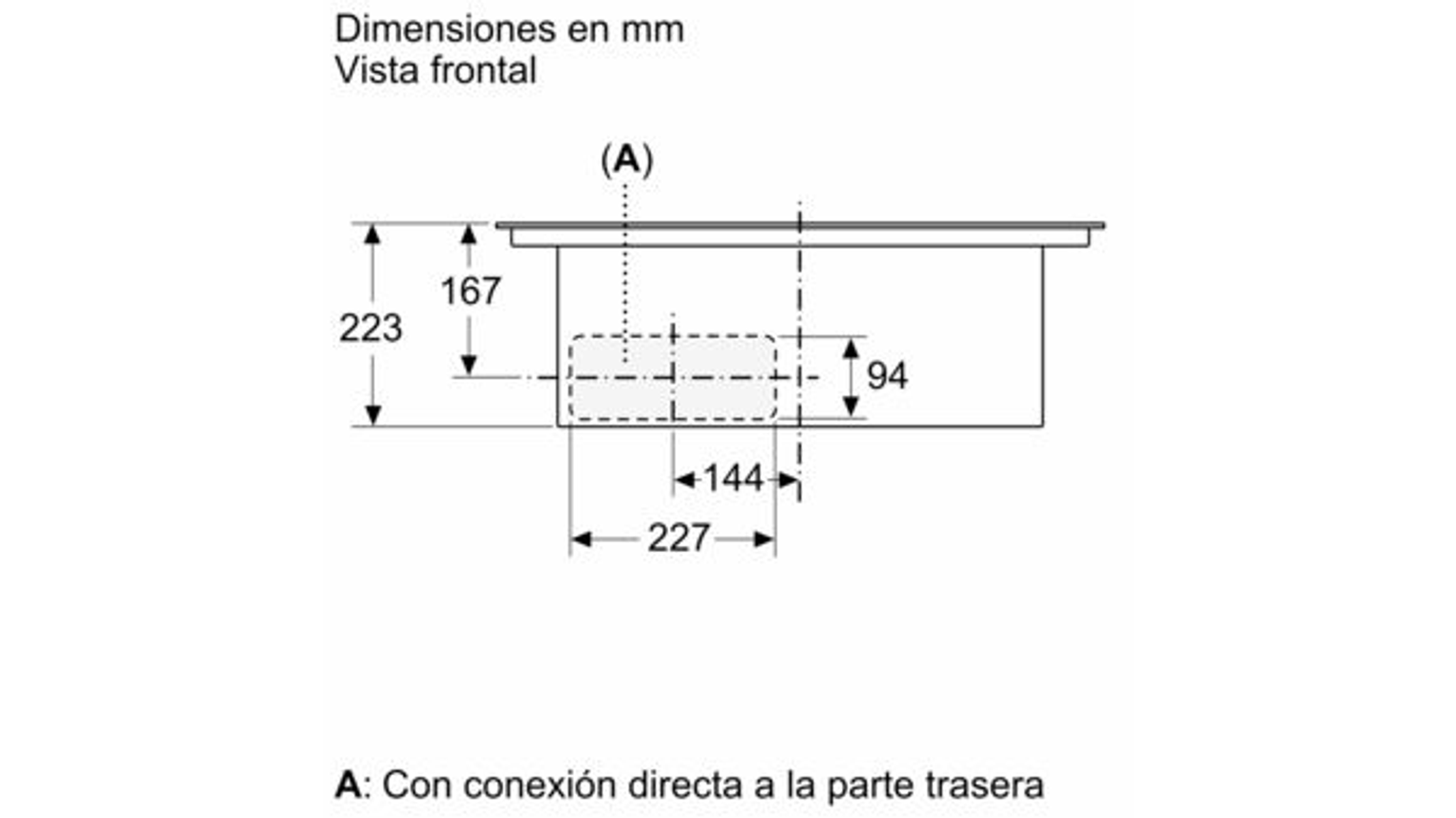 Primer plano de encimera de gas negra con aros de quemador plateados y perillas negras.