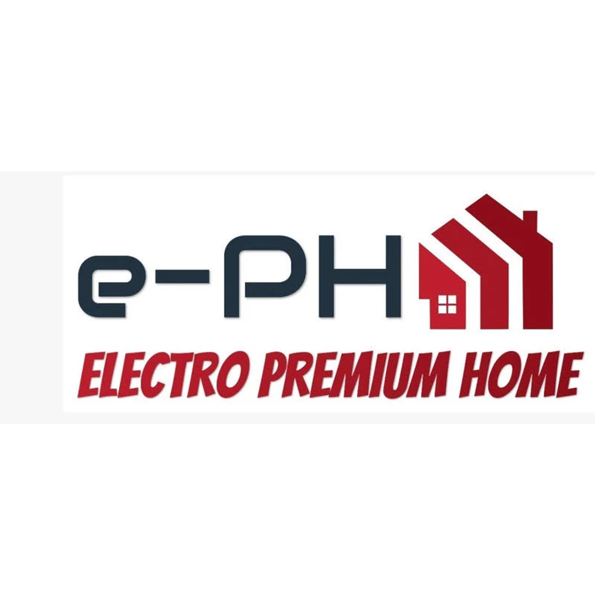 Logo z 'e-PH' i 'ELECTRO PREMIUM HOME' w kolorze czerwonym. Ikona domu w 'H'.