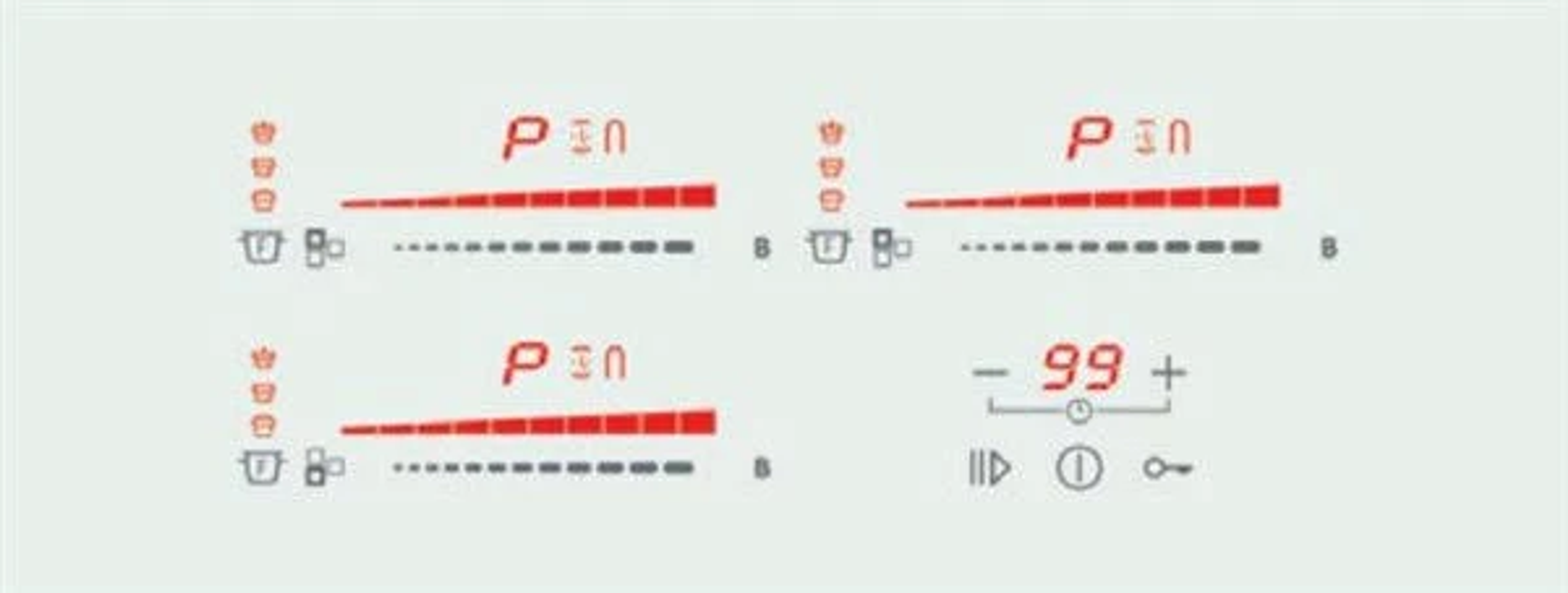 Diagrama de una placa de cocina con dimensiones y ubicación de la toma de corriente.