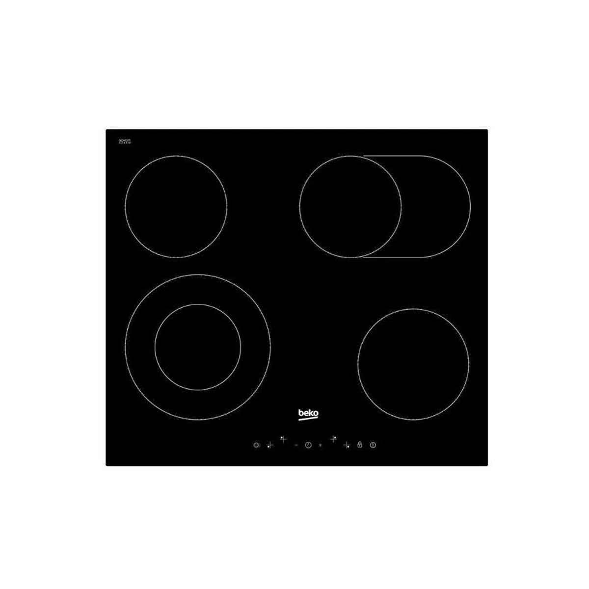 Czarna płyta indukcyjna z czterema okrągłymi strefami gotowania.