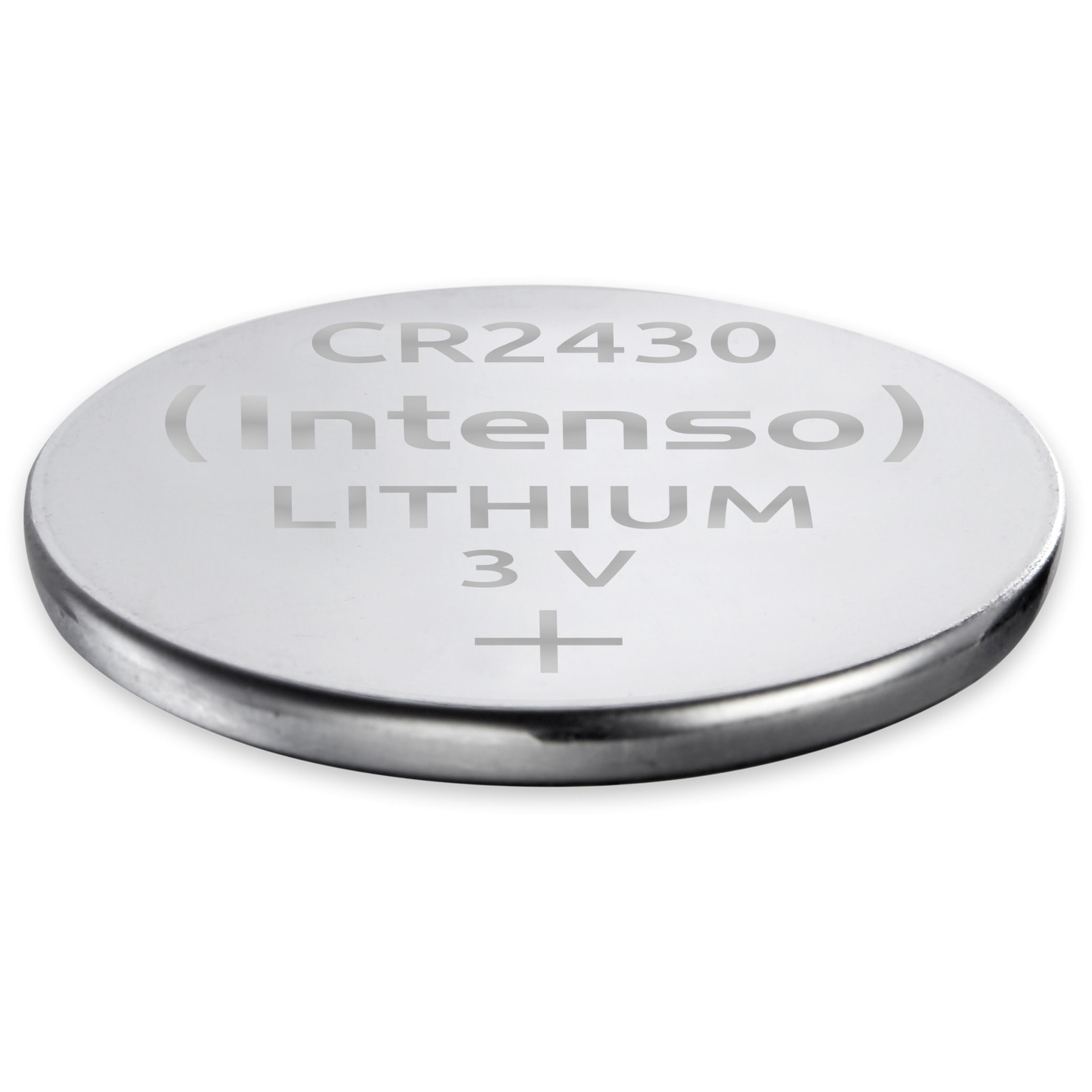 Batteria al litio CR2430 circolare, colore argento, con testo: CR2430, (Intenso) LITHIUM 3V +.