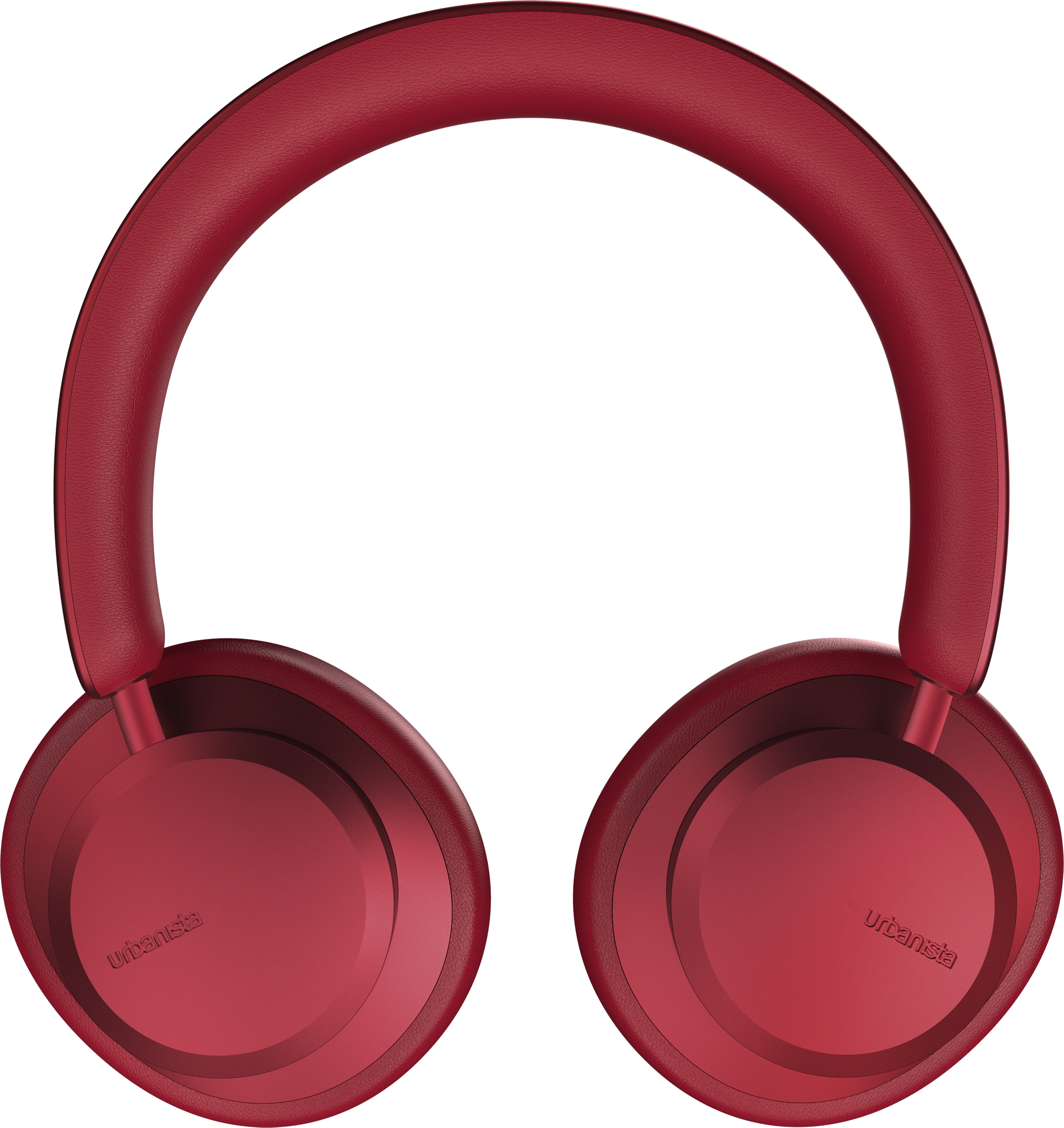 Rote Over-Ear-Kopfhörer mit der Marke 'Urbanista' auf den Ohrmuscheln.