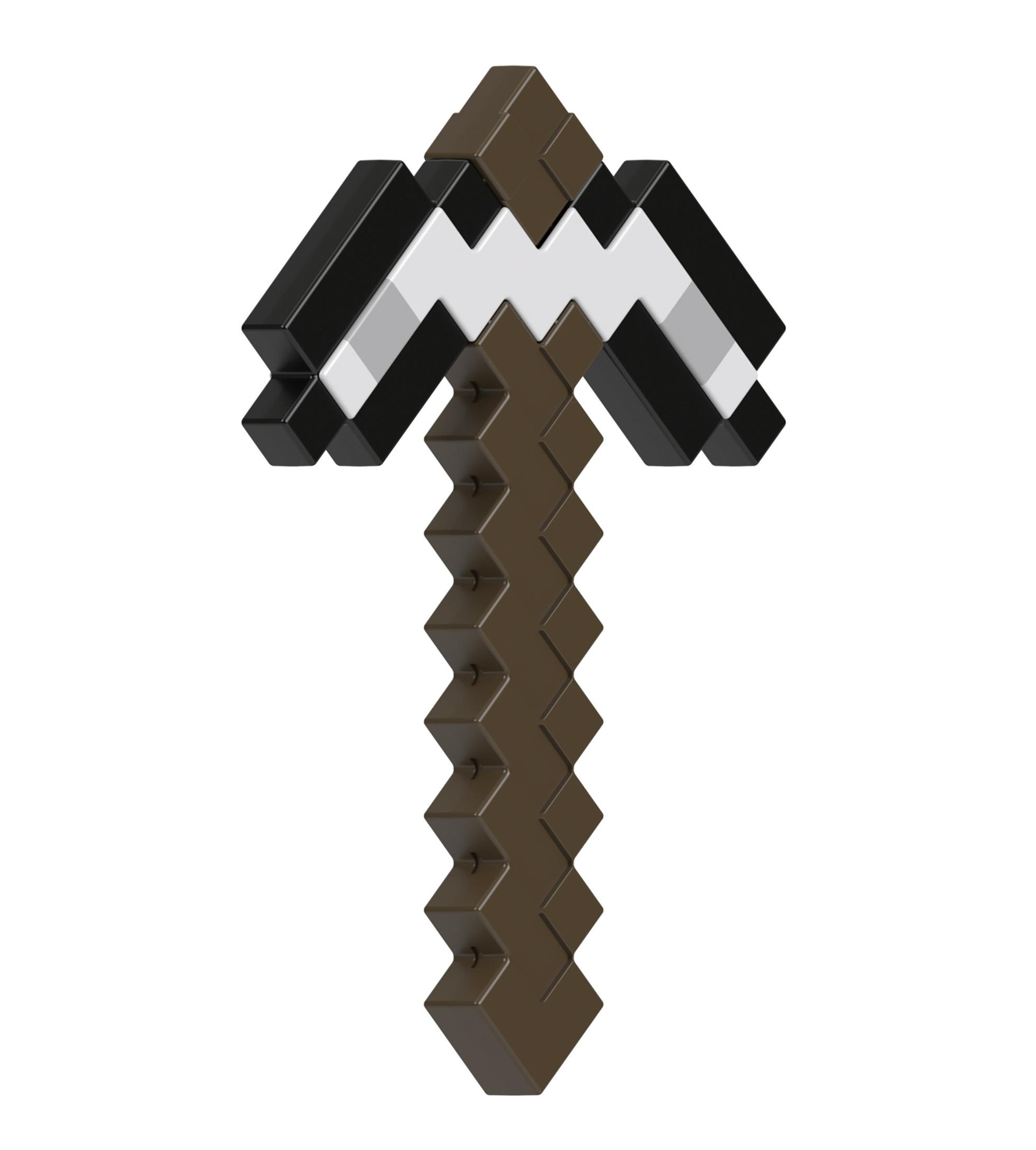 Minecraft-Spitzhacke-Spielzeug. Braune und schwarze Farben. Weißer Hintergrund.