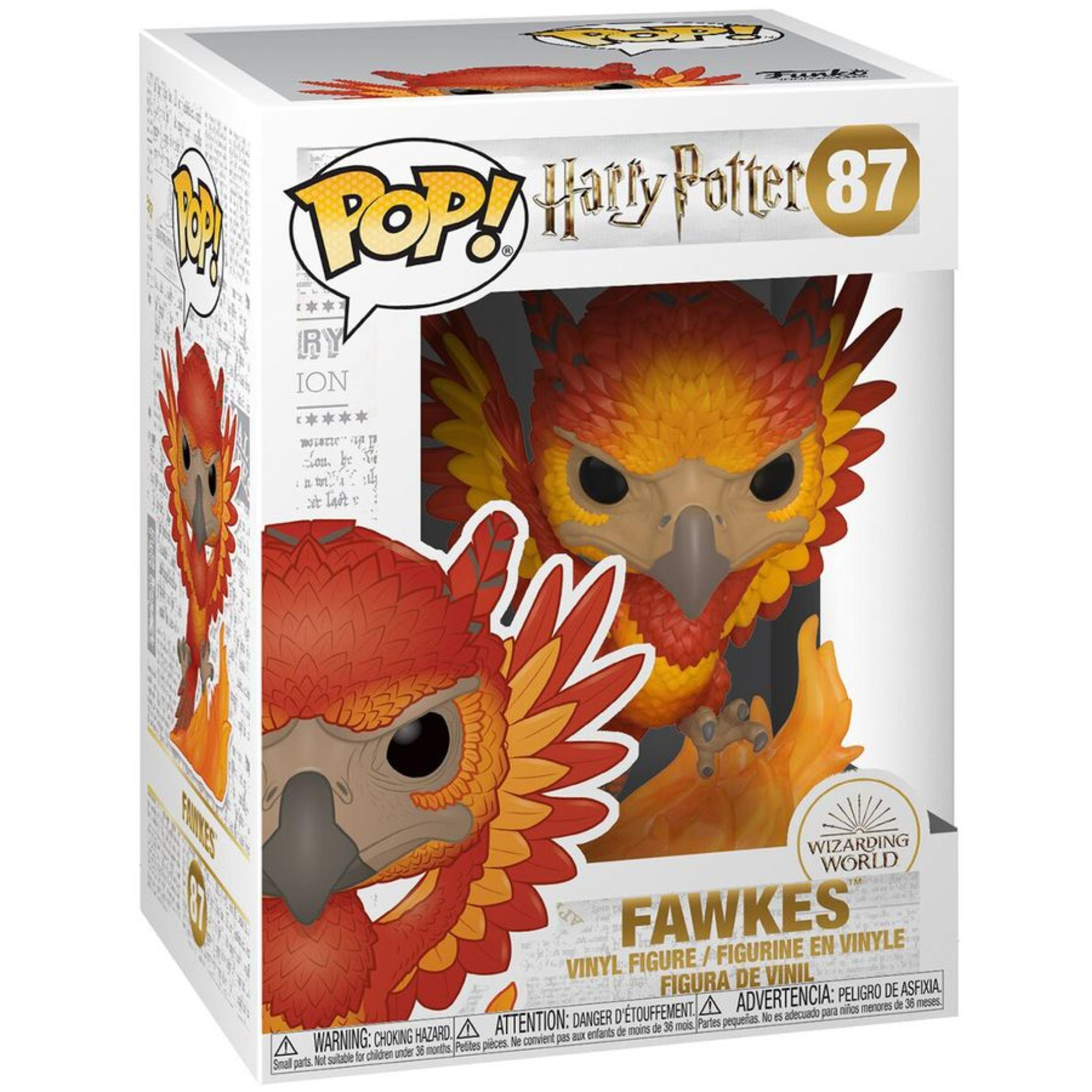 Scatola Funko Pop con una figura di Fawkes.