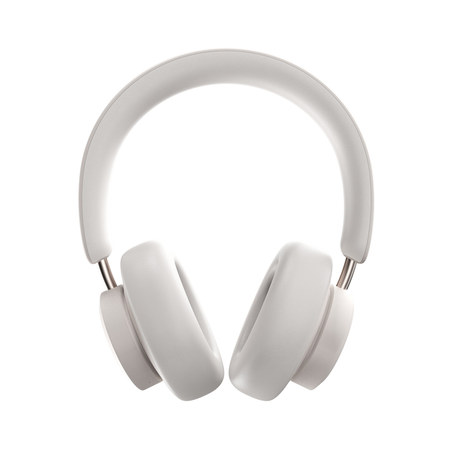 Witte over-ear koptelefoon met zilveren accenten, geïsoleerd op een witte achtergrond.