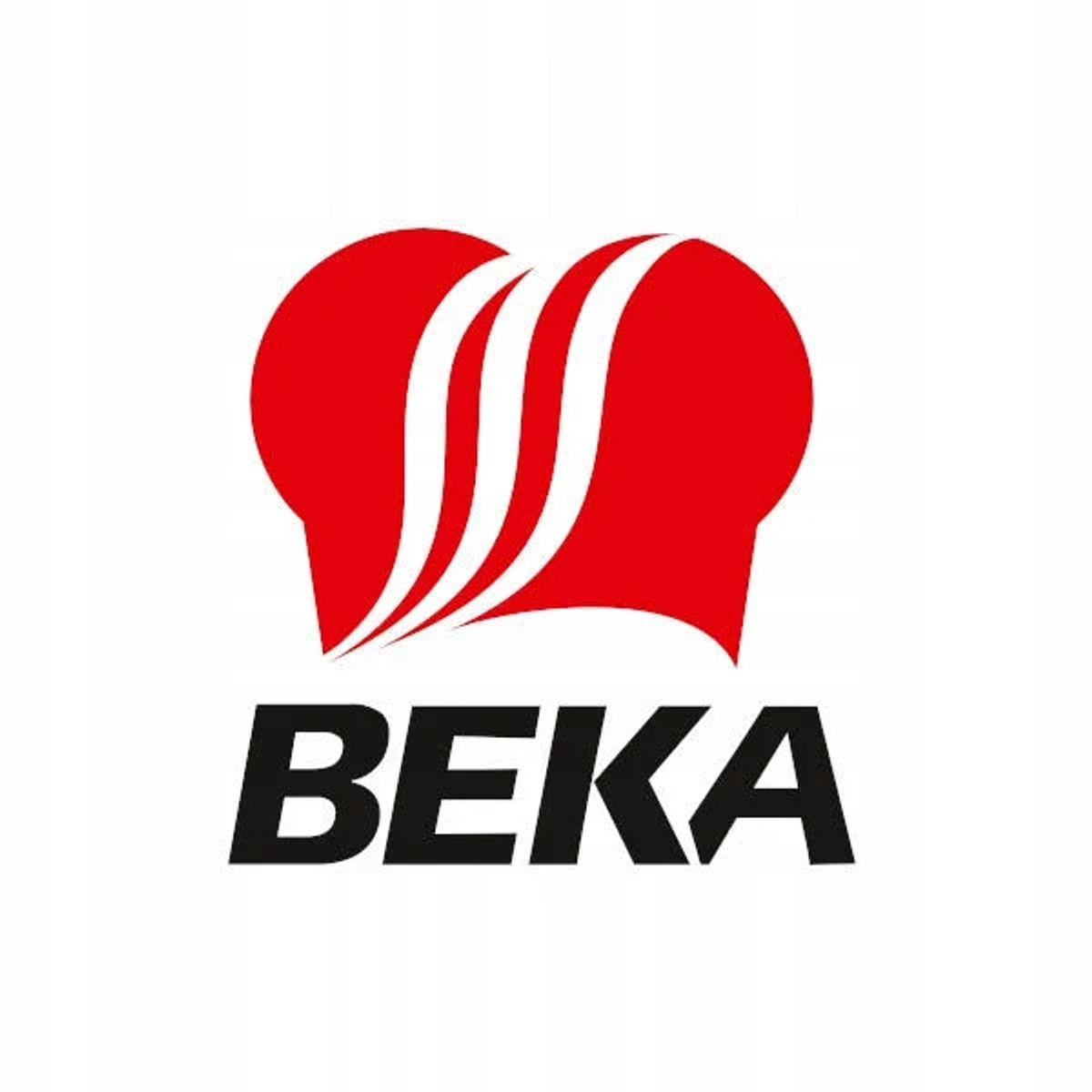 Logo Beka, pokazujące czapkę kucharską z trzema zakrzywionymi liniami i nazwą marki.