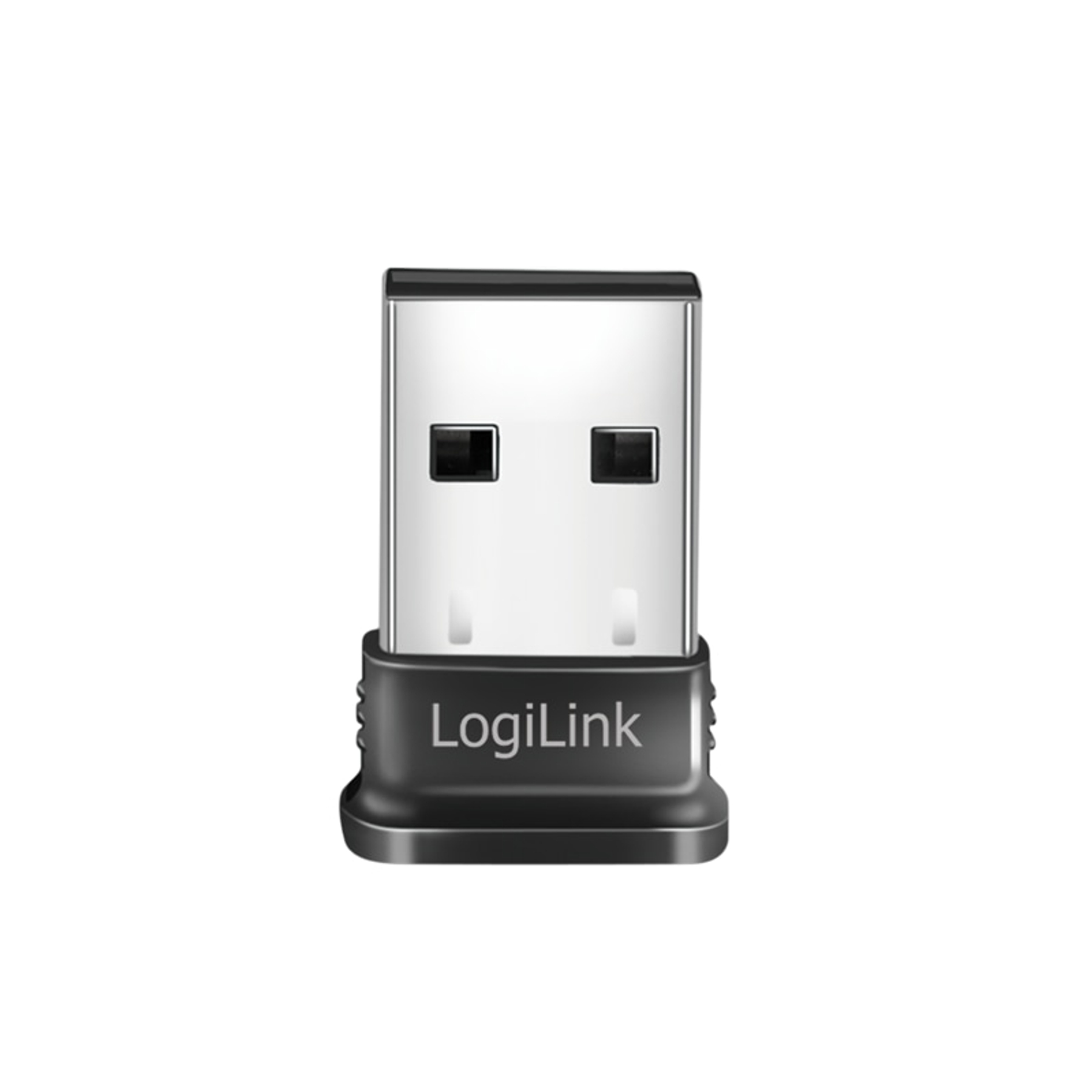 Ein schwarzer USB-Dongle mit dem LogiLink-Logo. Es ist ein kleines, rechteckiges Gerät mit Schwarz-Weiß-Farben.