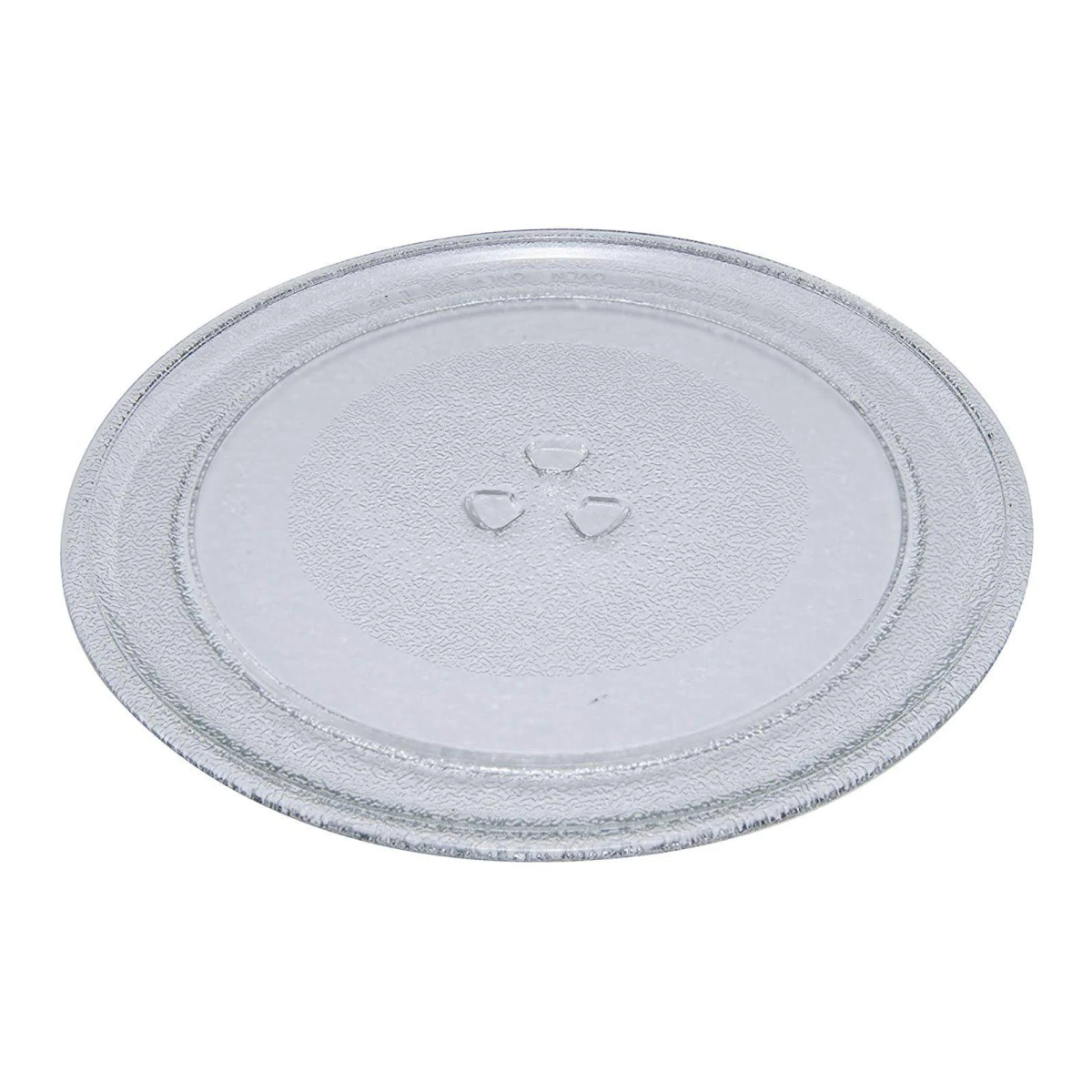 Un plato de cristal transparente para microondas.
