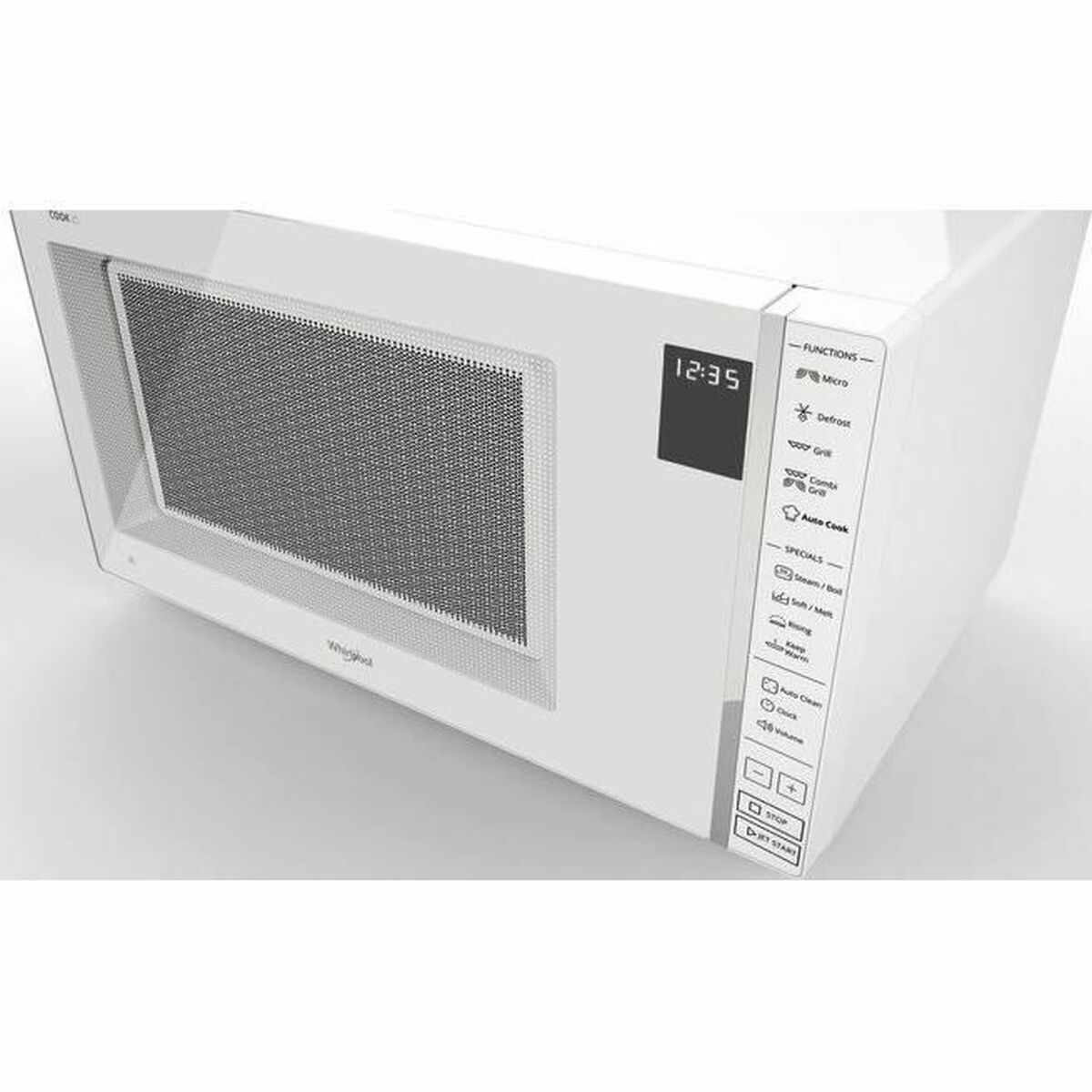 Microonde WHIRLPOOL WHI8003437861819, capacità 30 l, potenza microonde max 900 W, Funzione grill, Potenza grill 1050 W, 7 livelli di potenza, Funzione vapore, Bianco