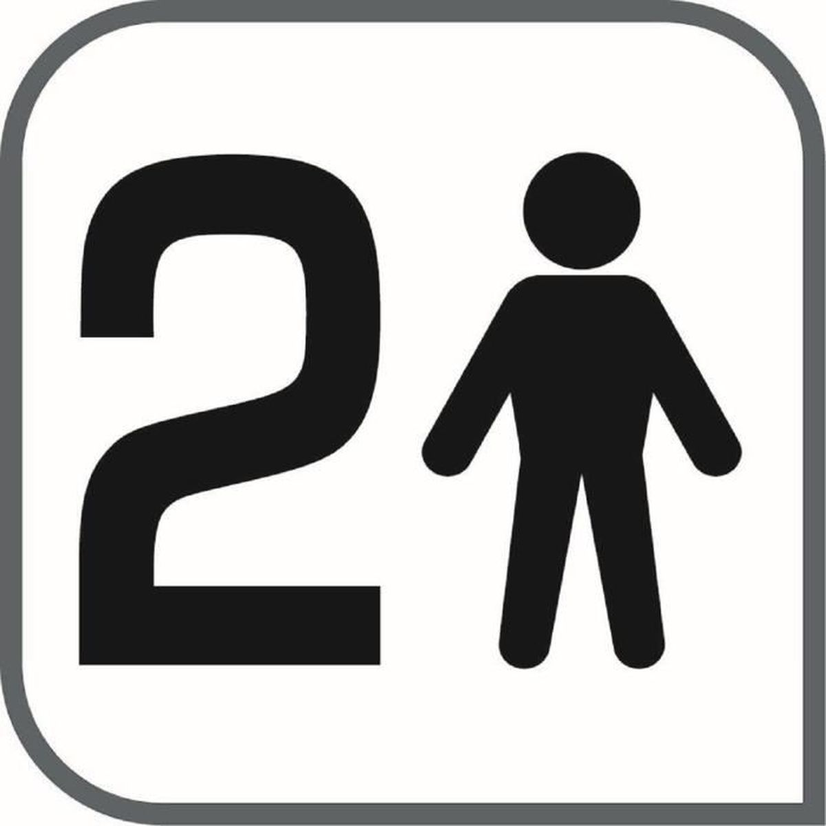 Un gráfico que muestra el número 2 y un icono de figura humana.