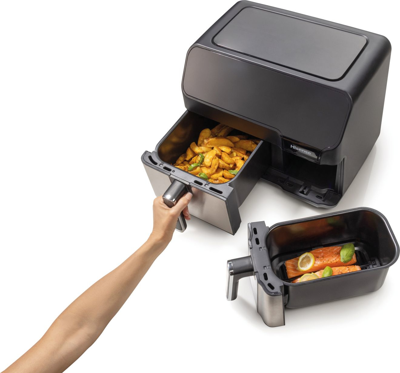 HISENSE  HAF2900D - Air fryer - Zwart - 8,6 l - 1700 W - Aantal frituurmanden: 2