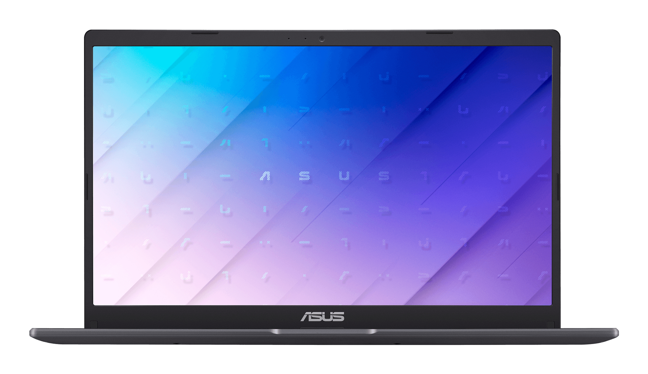 Laptop oscuro con degradado en pantalla. Logotipo ASUS en la parte inferior.