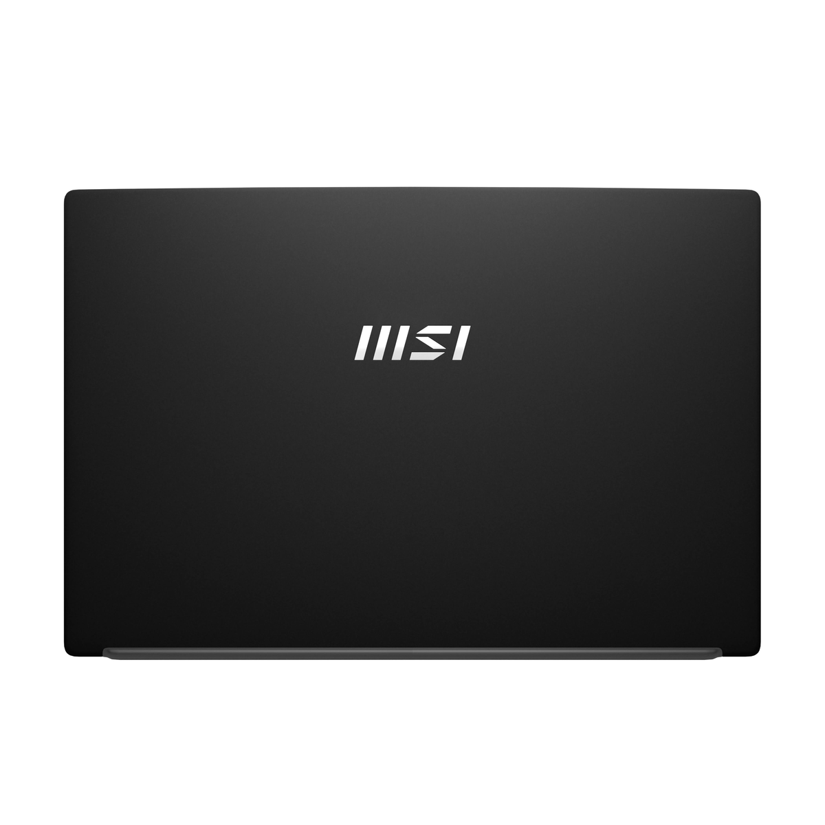 Un portátil negro con el logo de MSI en la parte trasera.
