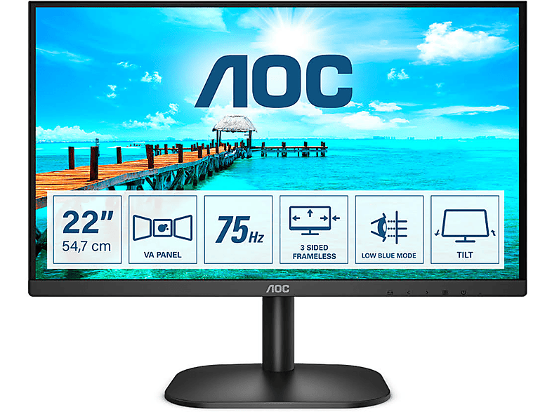 AOC B2 22H 21,5 Zoll Full-HD Monitor (6,5 ms Reaktionszeit , 75 Hz , 75 Hz nativ)