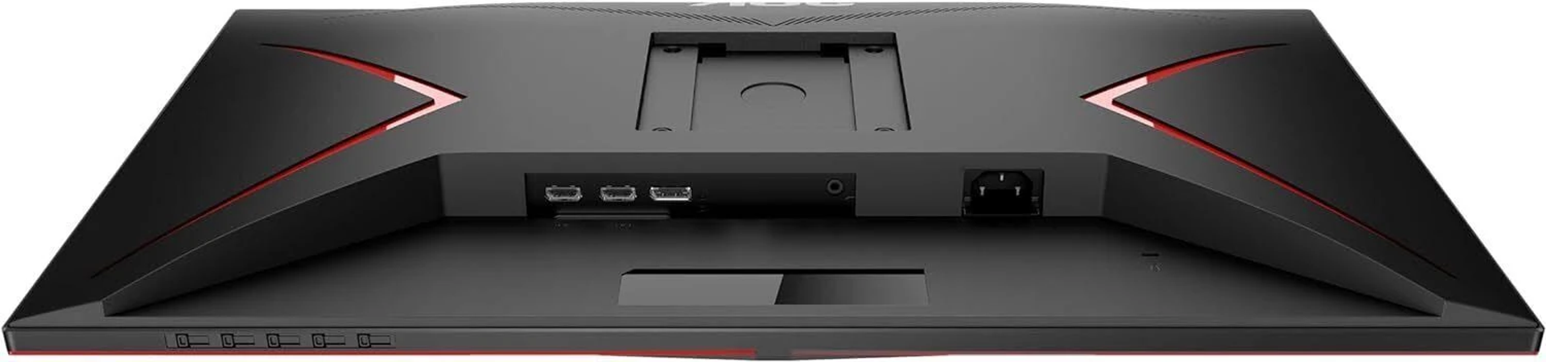 Monitor ThinkVision. Supporto e cornice neri. Visualizzazione di un edificio. Sfondo bianco.
