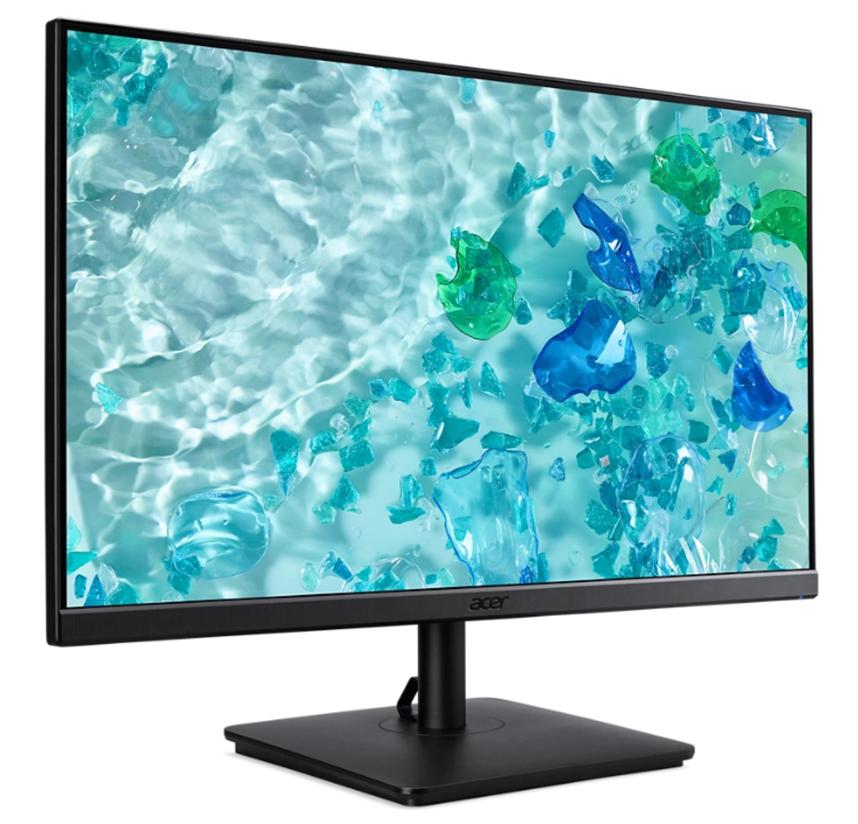 Monitor wyświetlający niebieski, wodnisty wyświetlacz graficzny na ekranie.