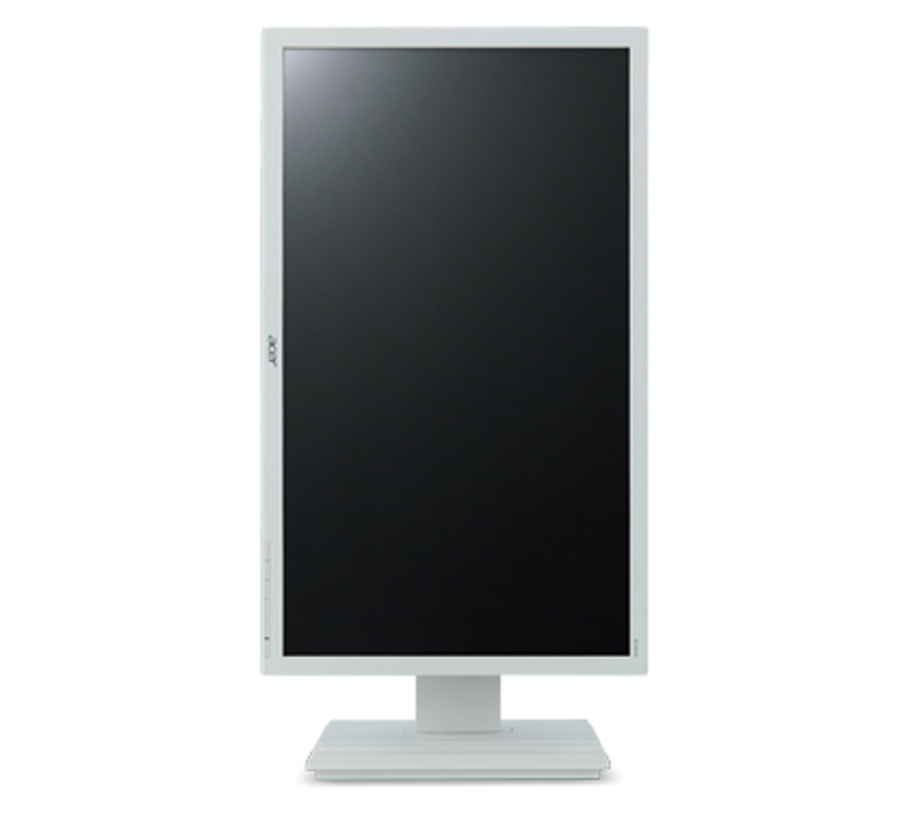 Monitor Acer blanco. Soporte y marco blancos. Pantalla negra.