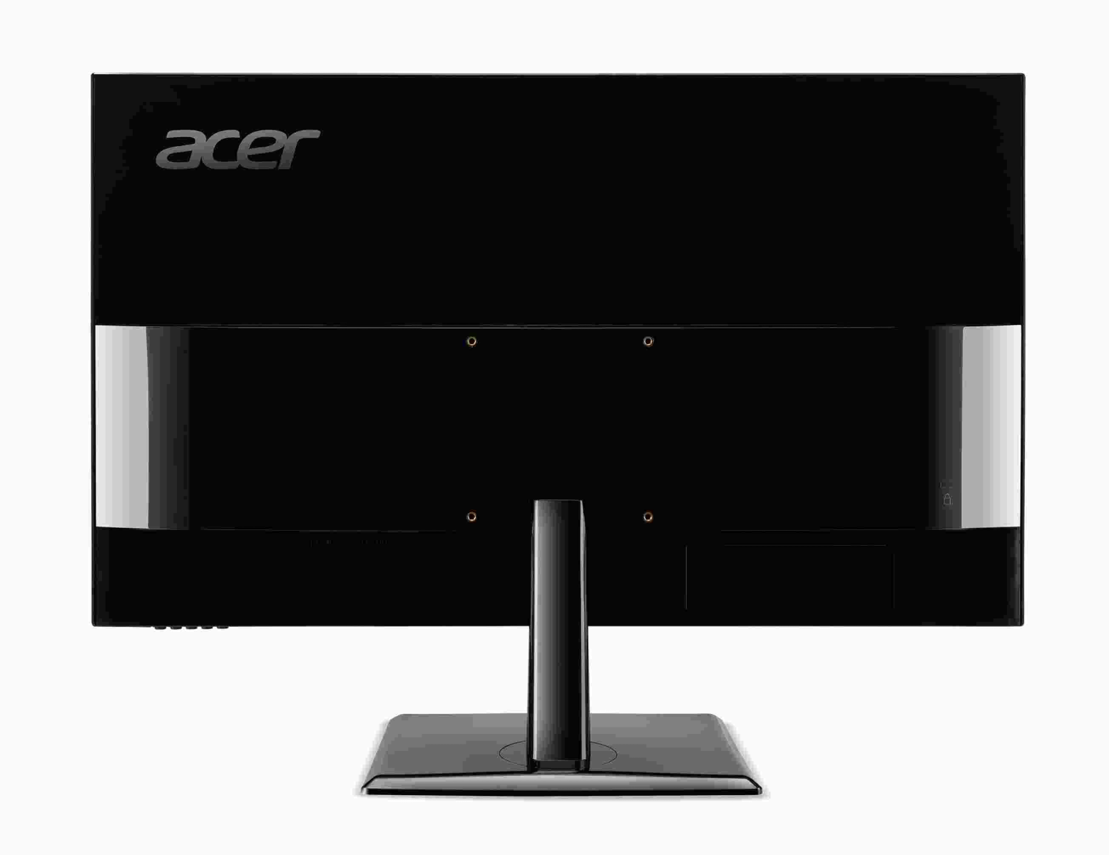 Back of a black Acer monitor. The Acer logo is in the top left corner.