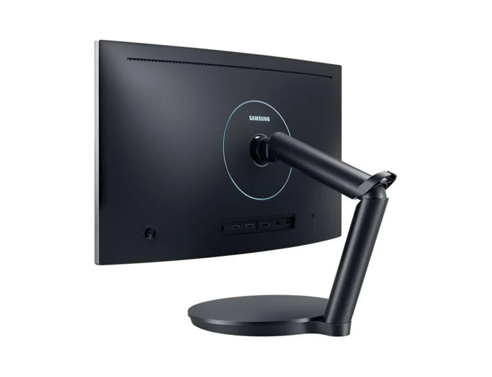 Un monitor con scena di gioco. Una persona su un veicolo corre in un paesaggio.