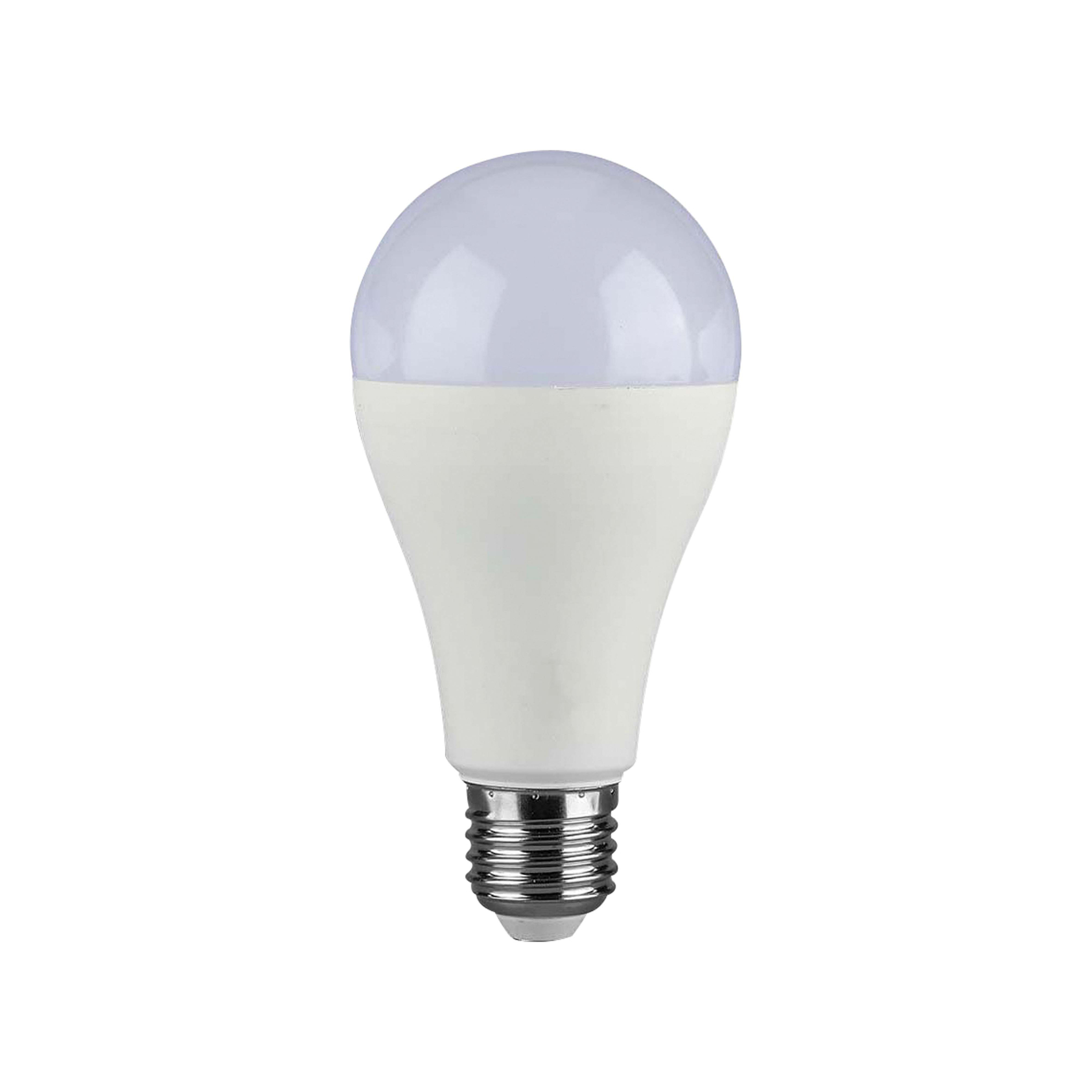 Weiße und klare LED-Glühbirne. Edison-Schraubsockel. Weißer Hintergrund. Isoliert.