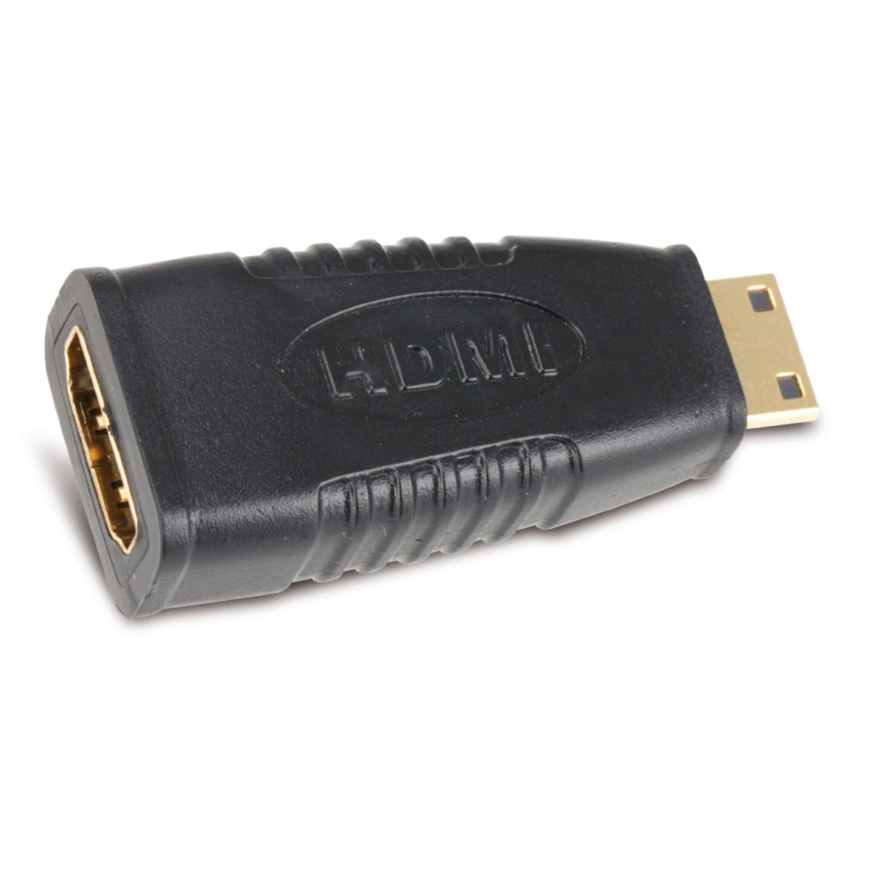 Ein schwarzer HDMI-zu-HDMI-Adapter.