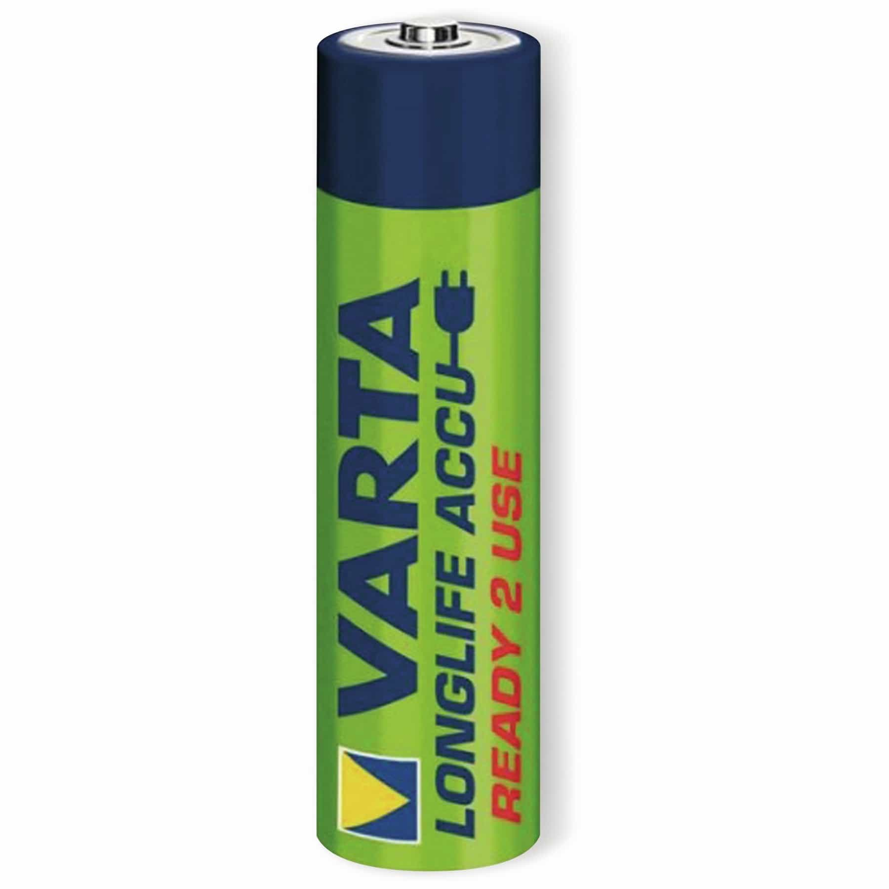 Eine grüne und blaue AA-Batterie mit weißem Text.