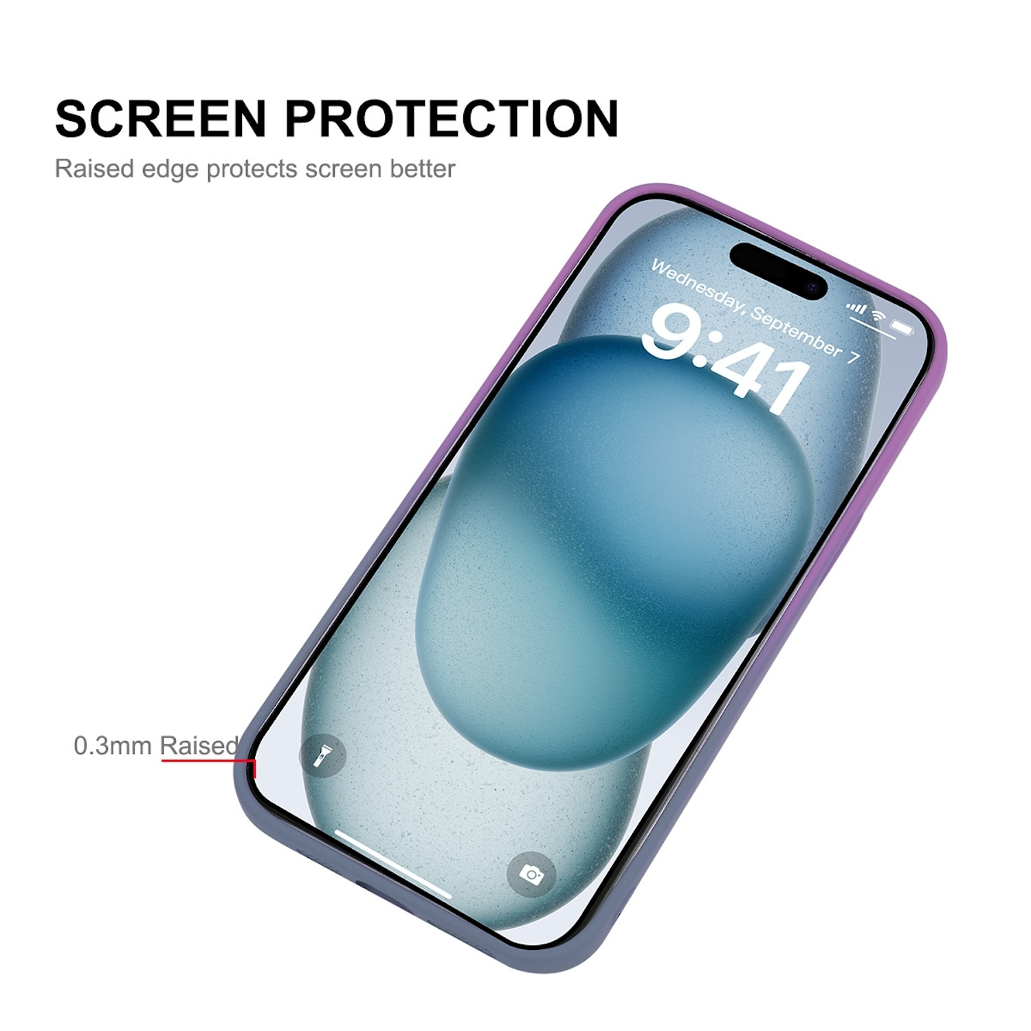 Telefon mit aufgebrachter Displayschutzfolie. Farbverlauf auf einem Telefon mit Schutz.