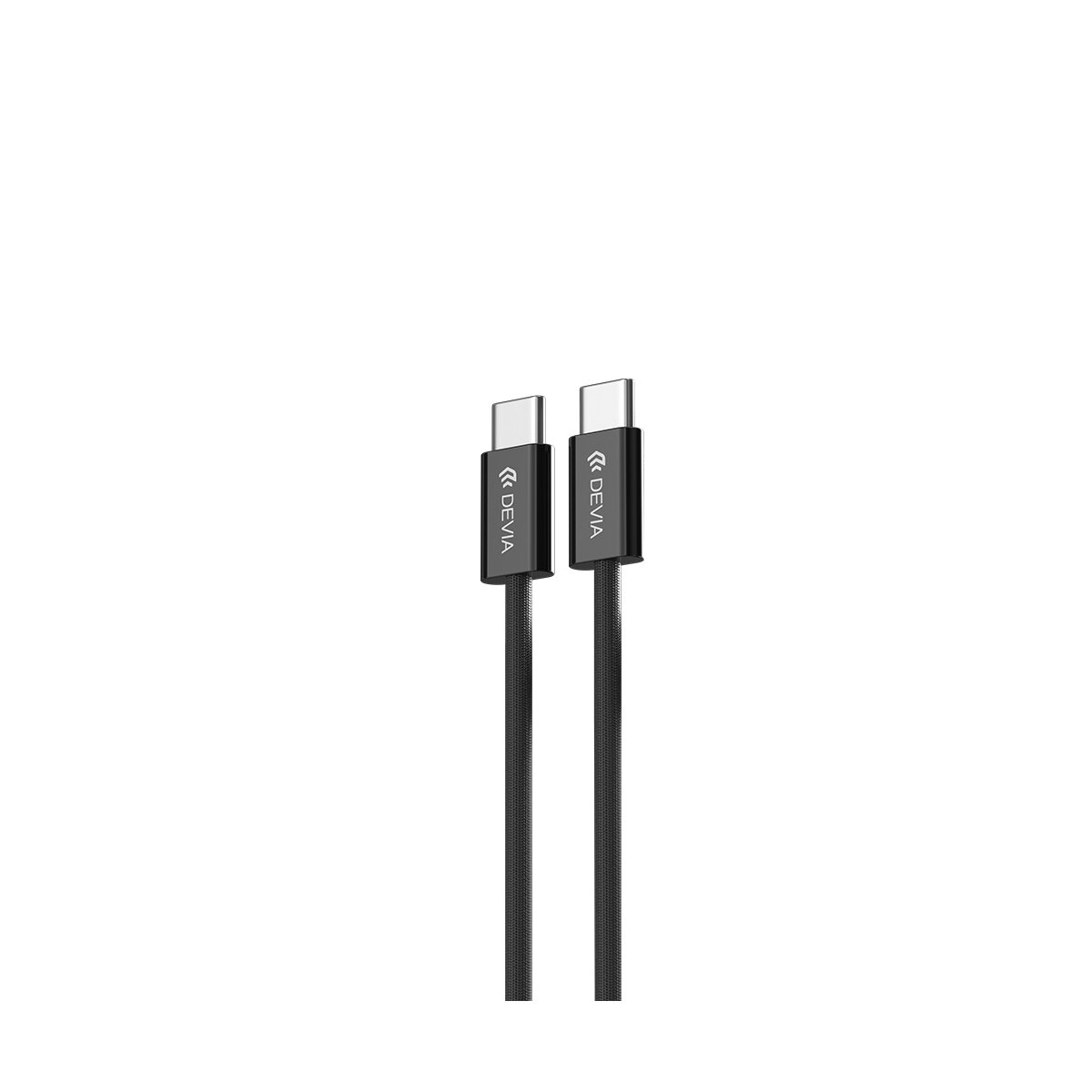 Zwei schwarze USB-C-Ladekabel mit DEVIA-Markenlabel.