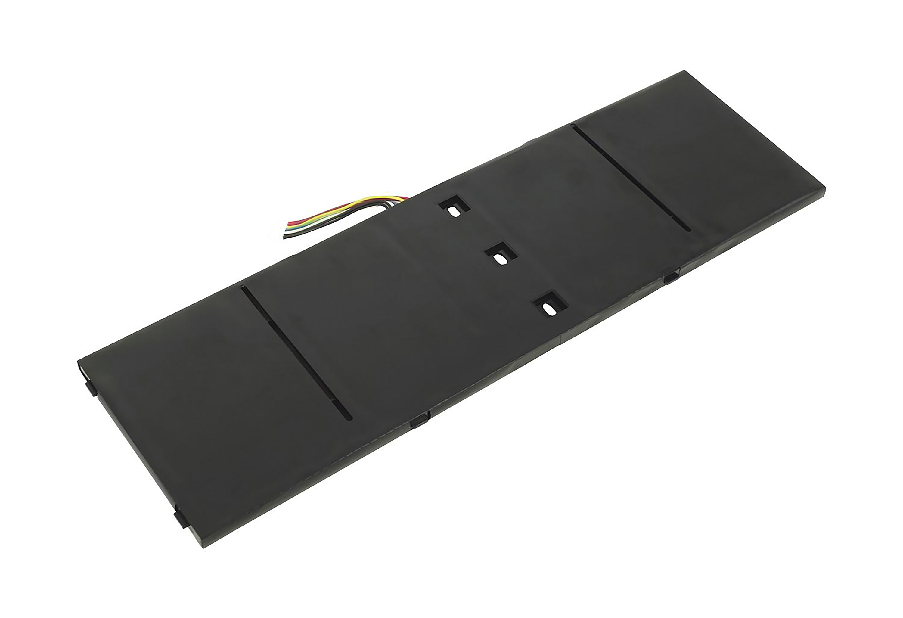 Schwarzes elektronisches Gerät mit drei Löchern und Draht.