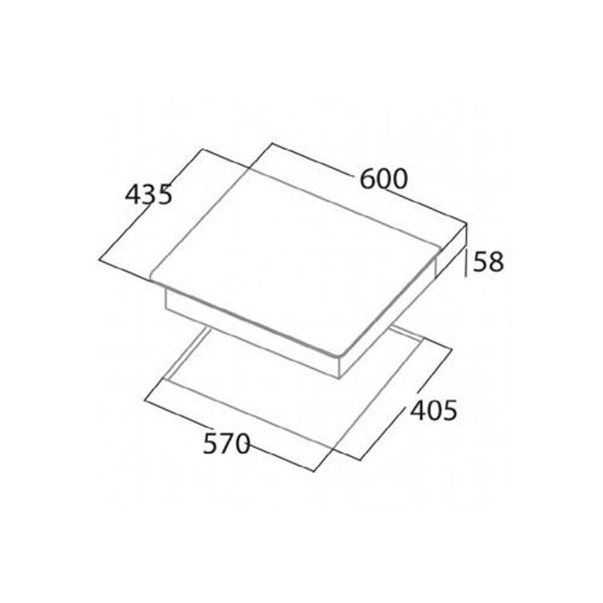 Diagram pokazujący wymiary prostokątnego obiektu.