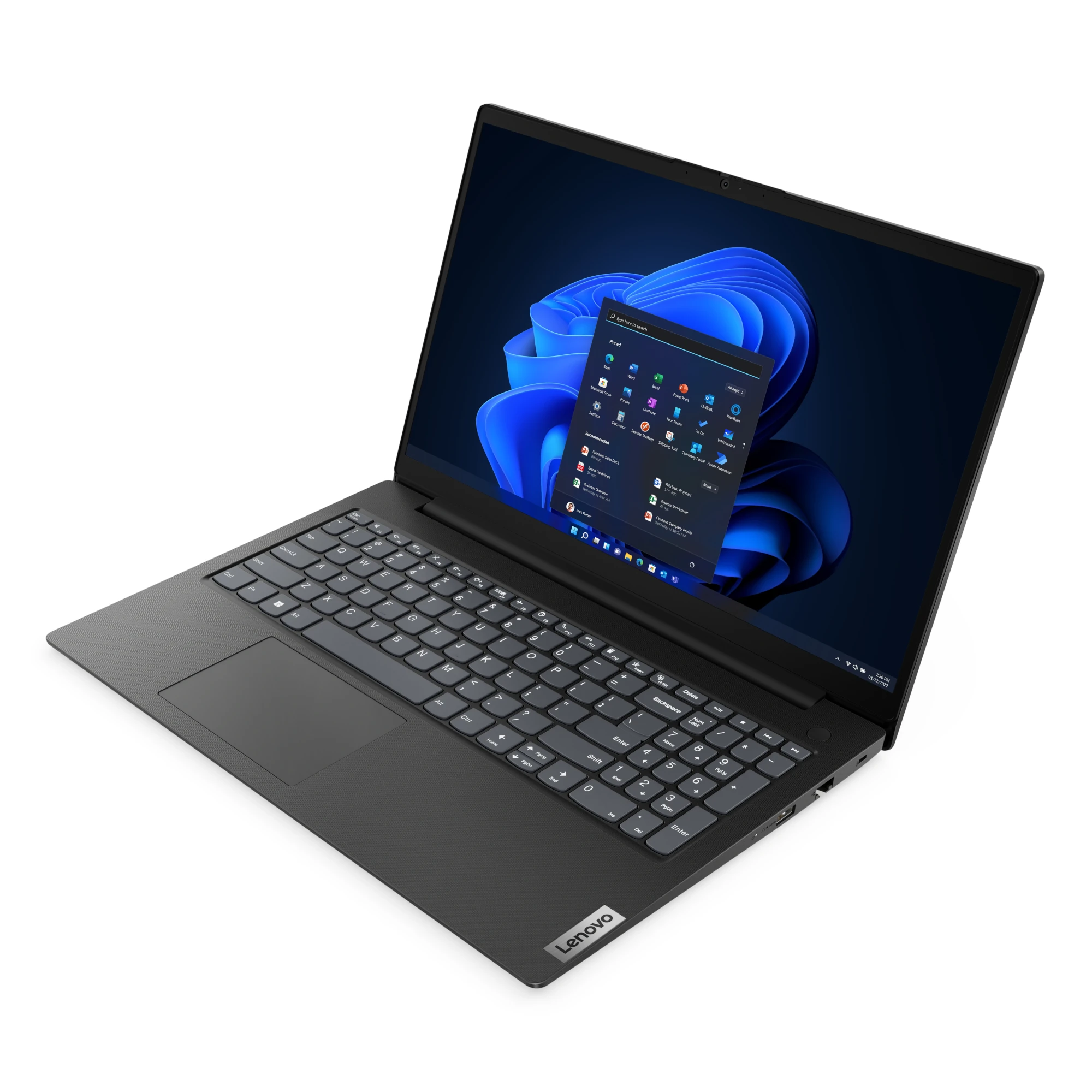 Laptop mit einem Bildschirm, der ein Windows-Menü zeigt.