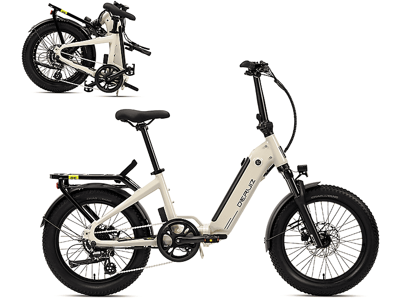 DERUIZ E-Bike Xmas Package Peridot MTB Klapprad All Terrain Bike (ATB) (Laufradgröße: 20 Zoll, Rahmenhöhe: 36 cm, Unisex-Rad, 500Wh, Mineral White)