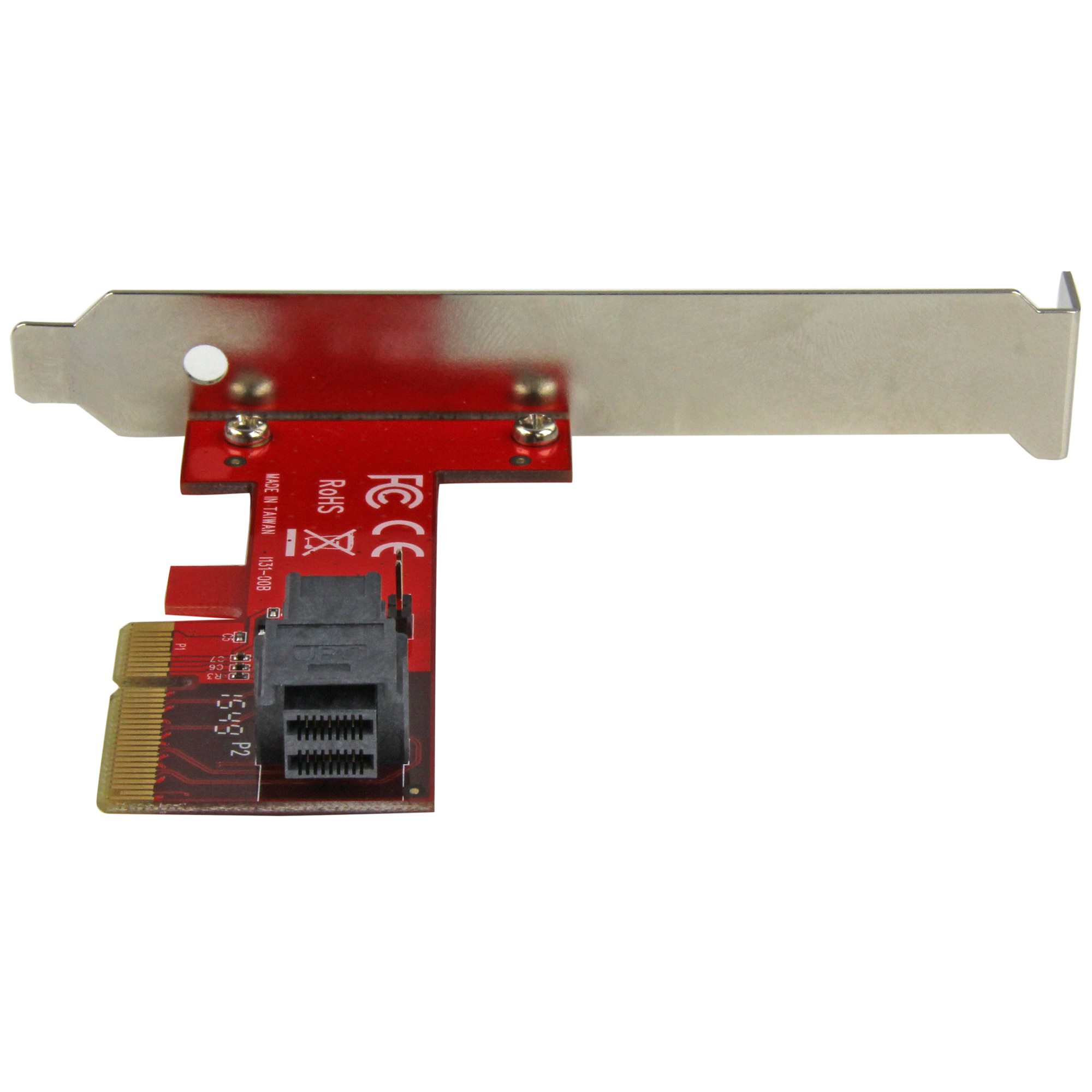 Rote und goldene SATA-Karte zur Computererweiterung.