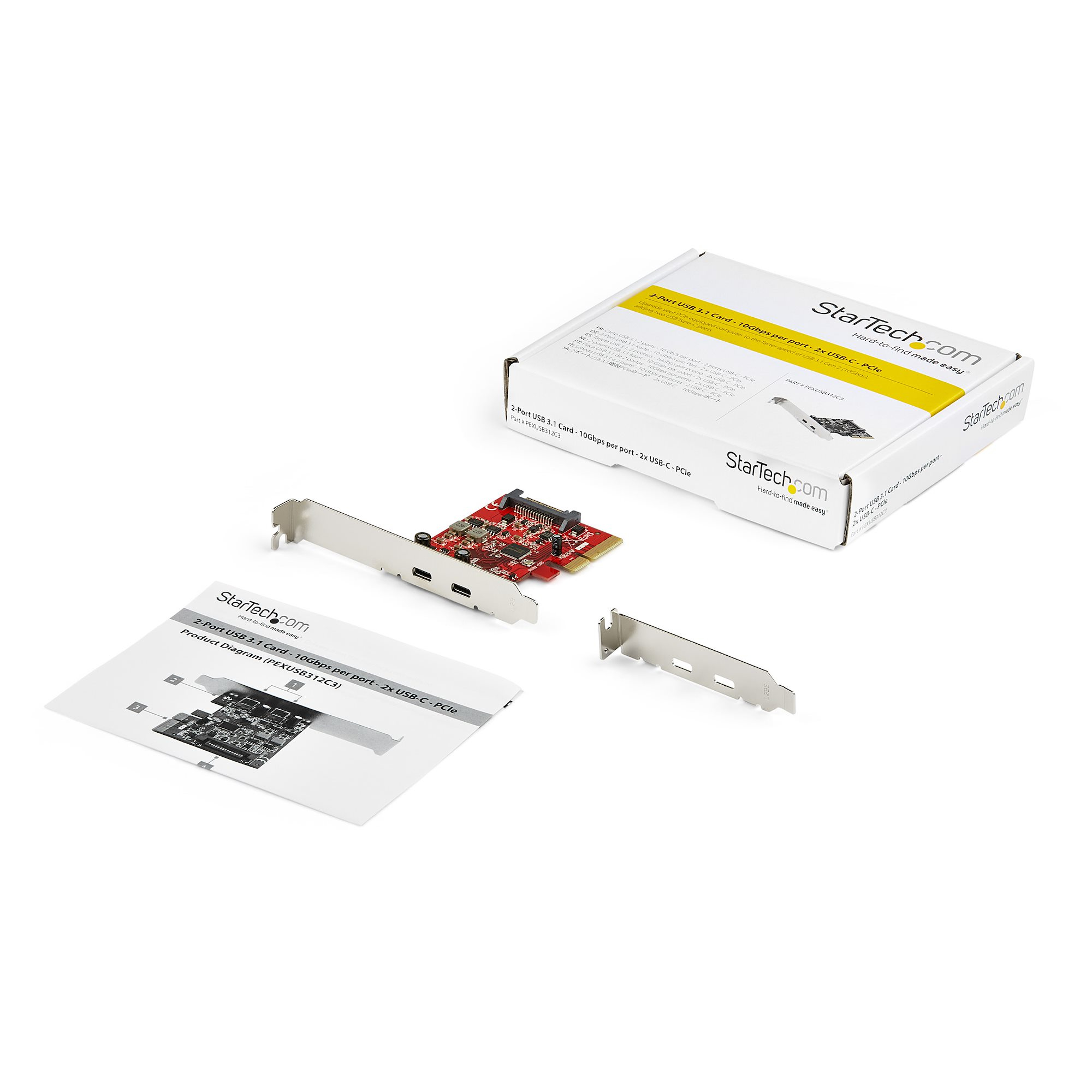 Computerkarte mit zwei USB-Anschlüssen und einer Box. Weißer Hintergrund.