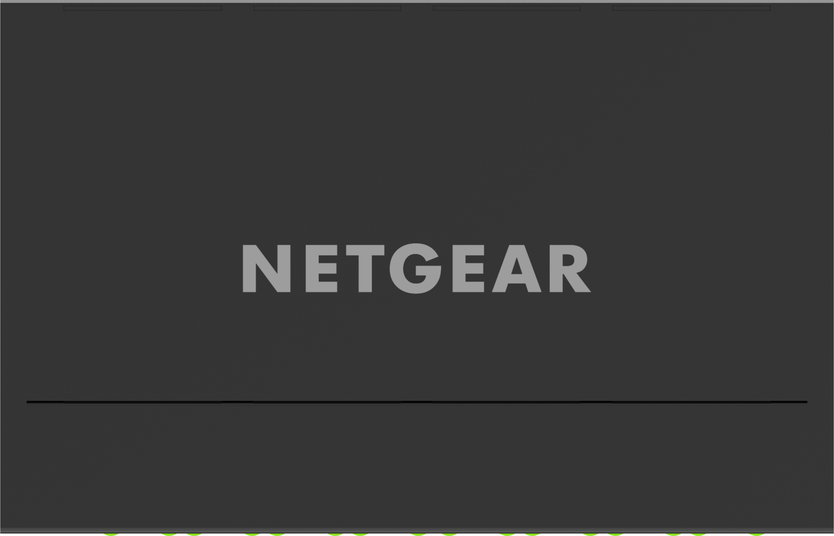 Słowo NETGEAR białymi literami, wyśrodkowane na ciemnoszarym tle.