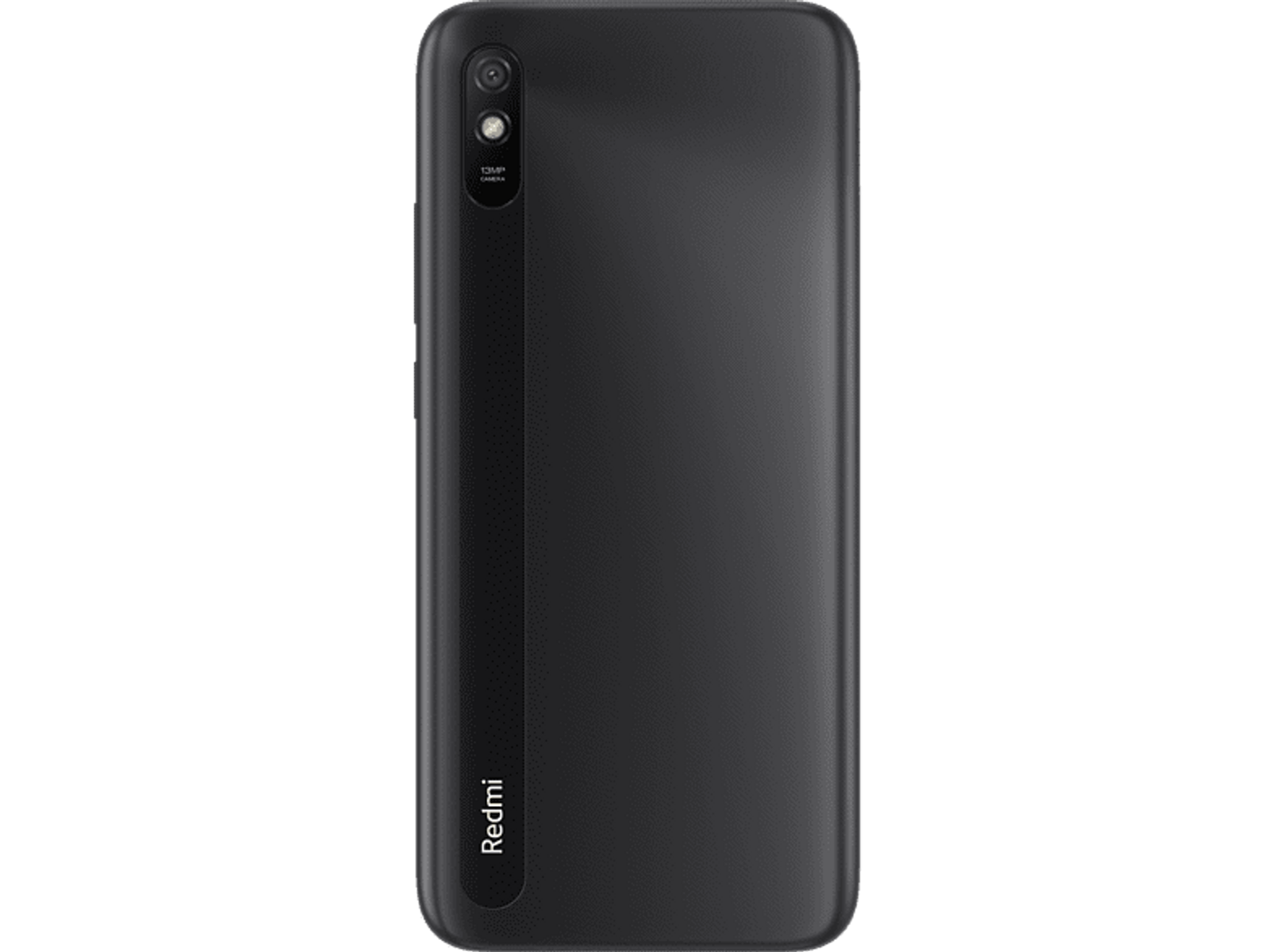 Schwarze Telefonrückseite mit vertikalem Streifen und Kamera.