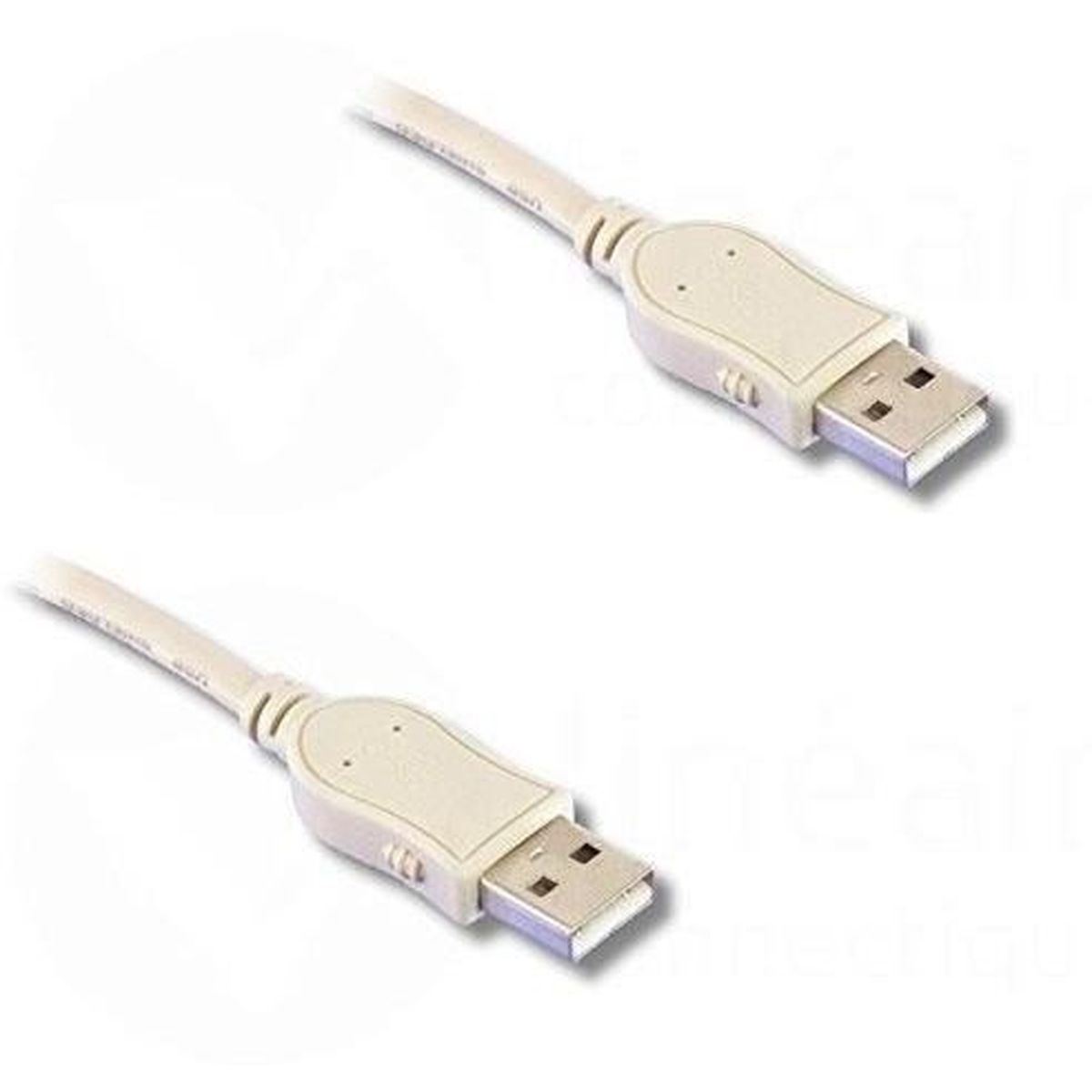 Due cavi USB beige con connettori USB su sfondo bianco.