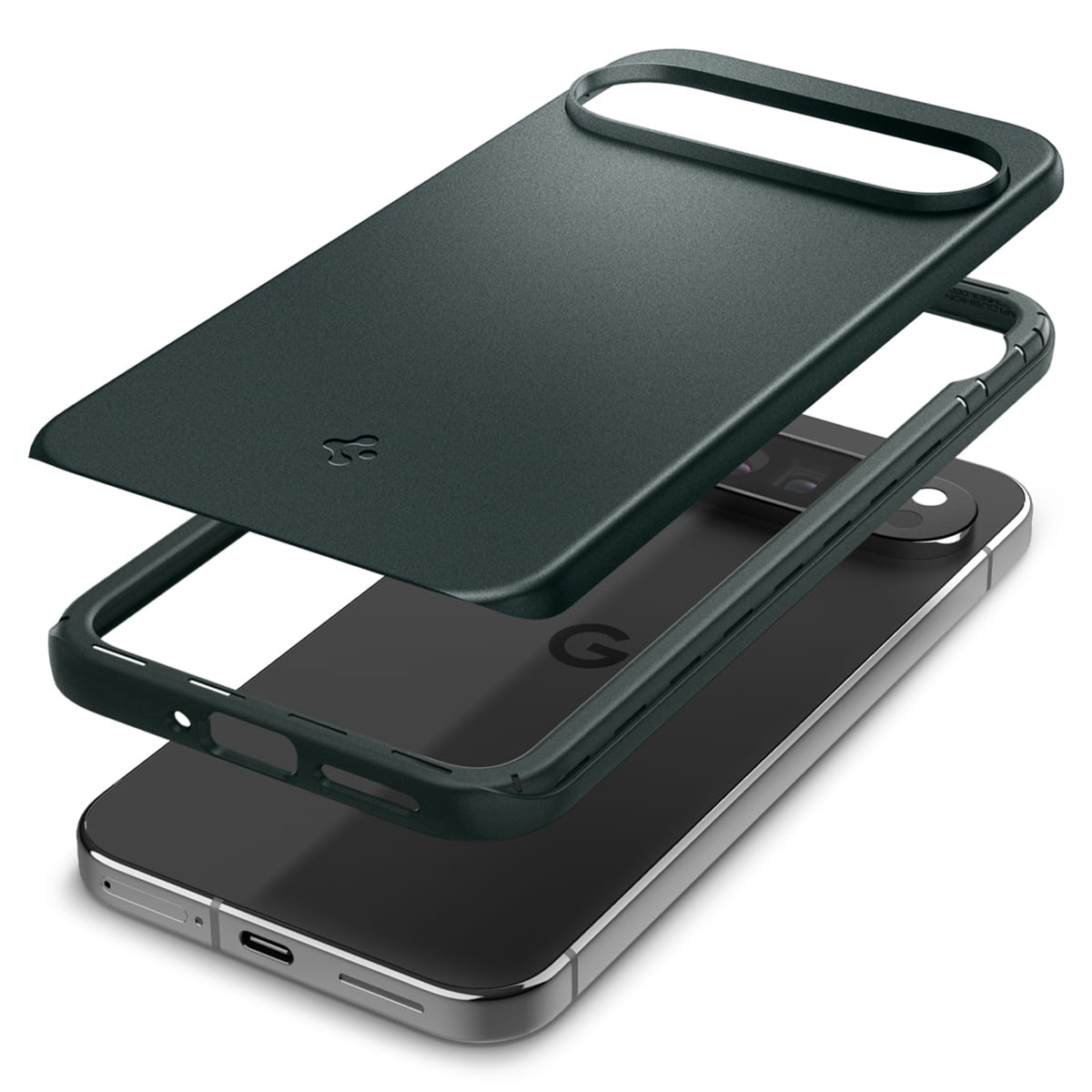 Handyhülle mit Telefon. Die Hülle ist geöffnet und zeigt das Telefon. Der Hintergrund ist weiß.