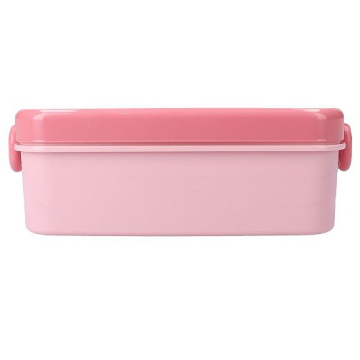 Eine rosa Lunchbox mit einem rosa Deckel.
