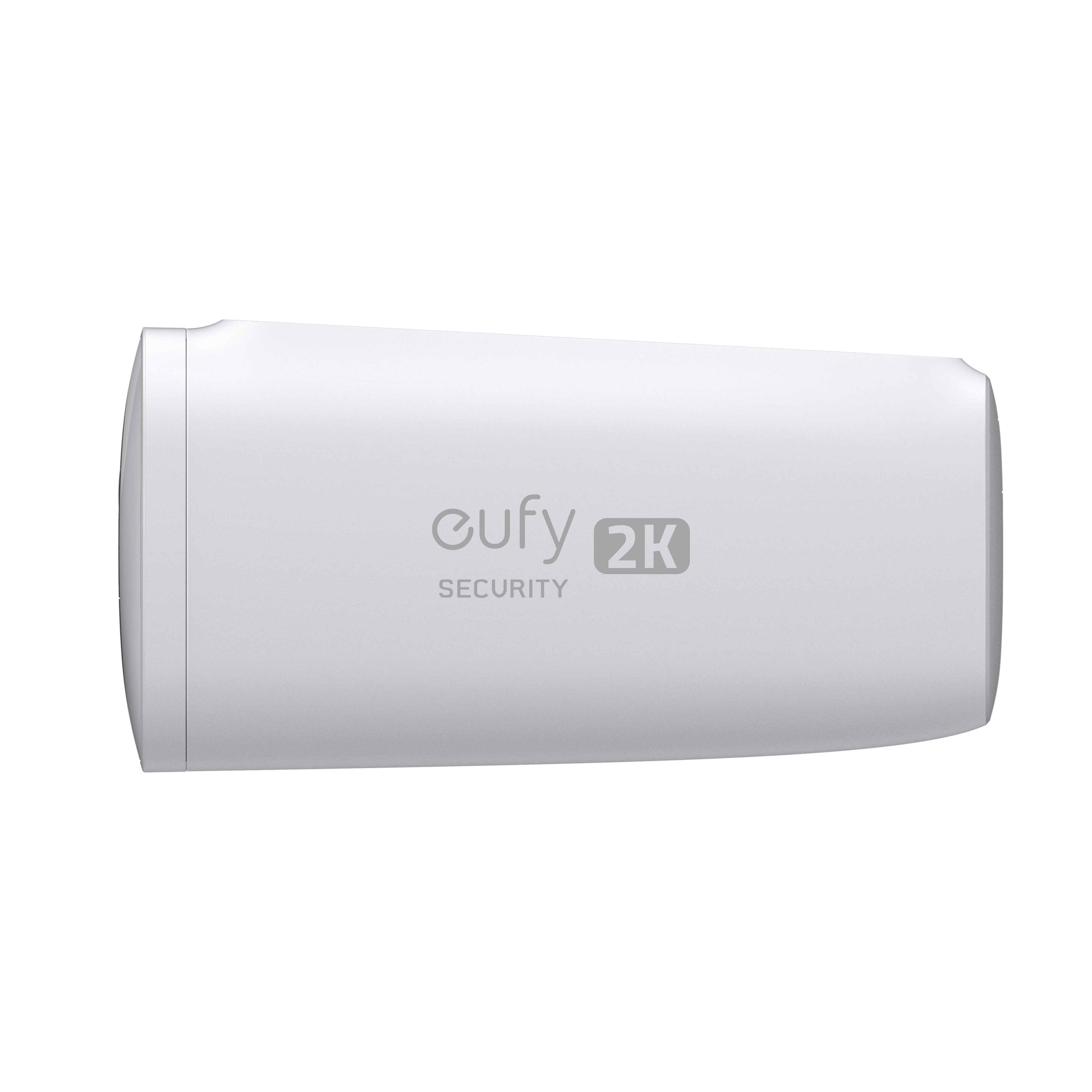 A white Eufy 2K security camera, with the brand name and logo on the front.