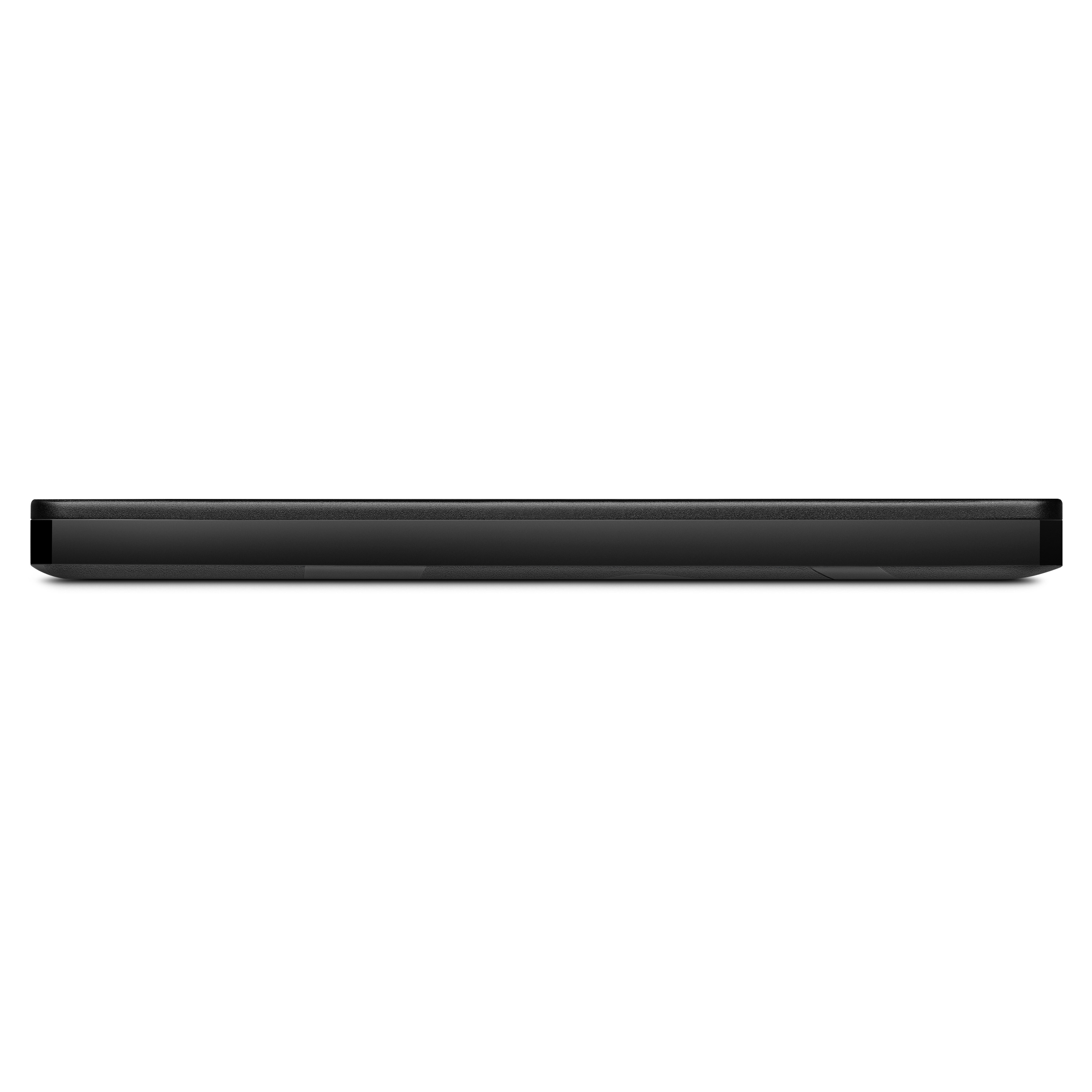 Czarny soundbar na białym tle. Widok z góry, prosty, elegancki design. Prosty i minimalistyczny.