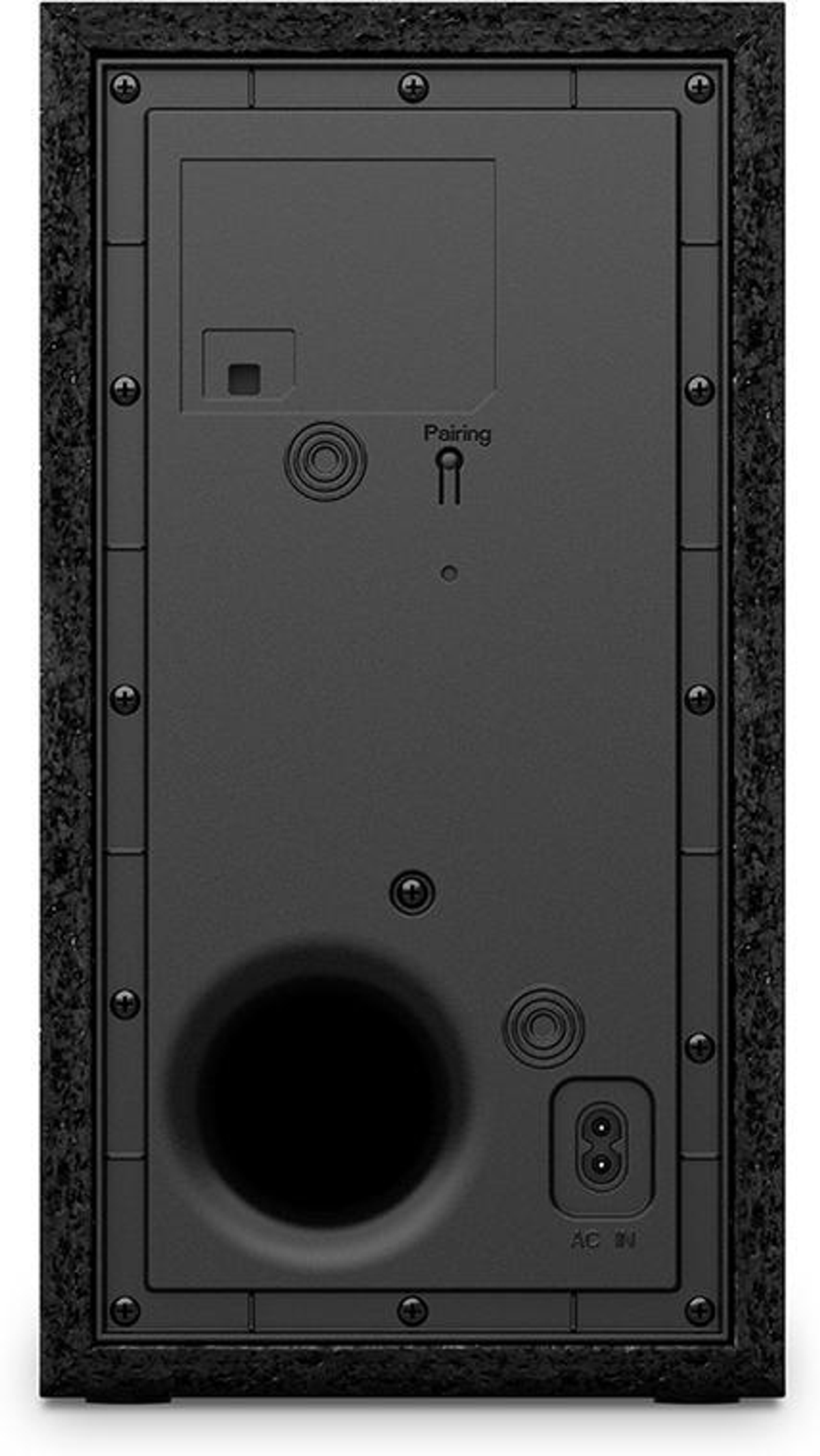 Szary prostokąt z logo Samsung i trzema światłami.