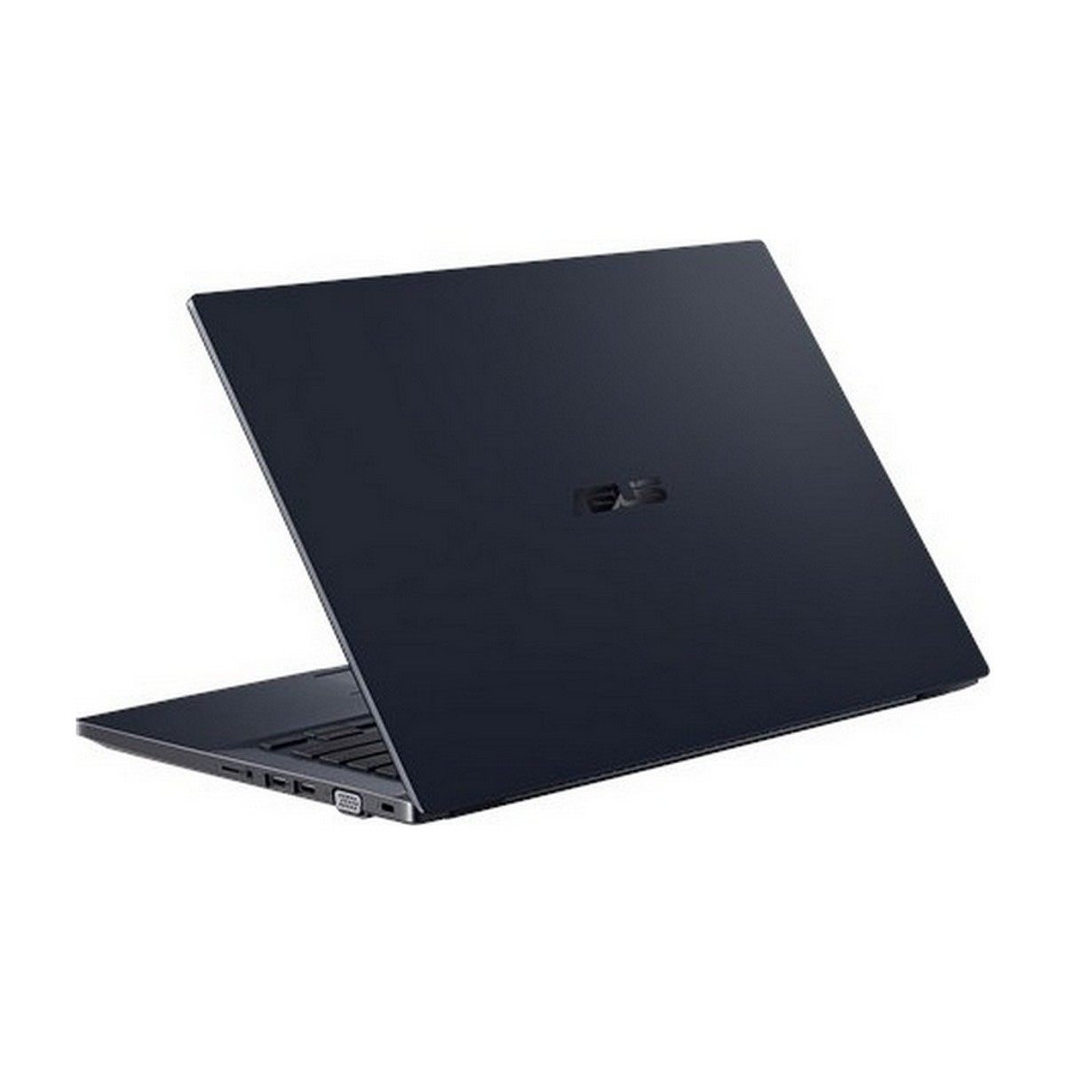 Un laptop blu navy, vista posteriore. Il logo ASUS è visibile. Il laptop è leggermente angolato.