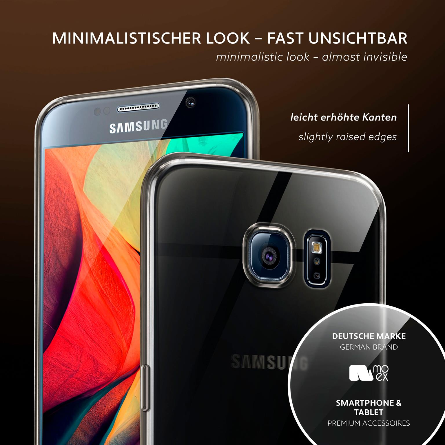 Zwei Telefone in transparenten Hüllen. Eines ist Samsung, das andere transparent.