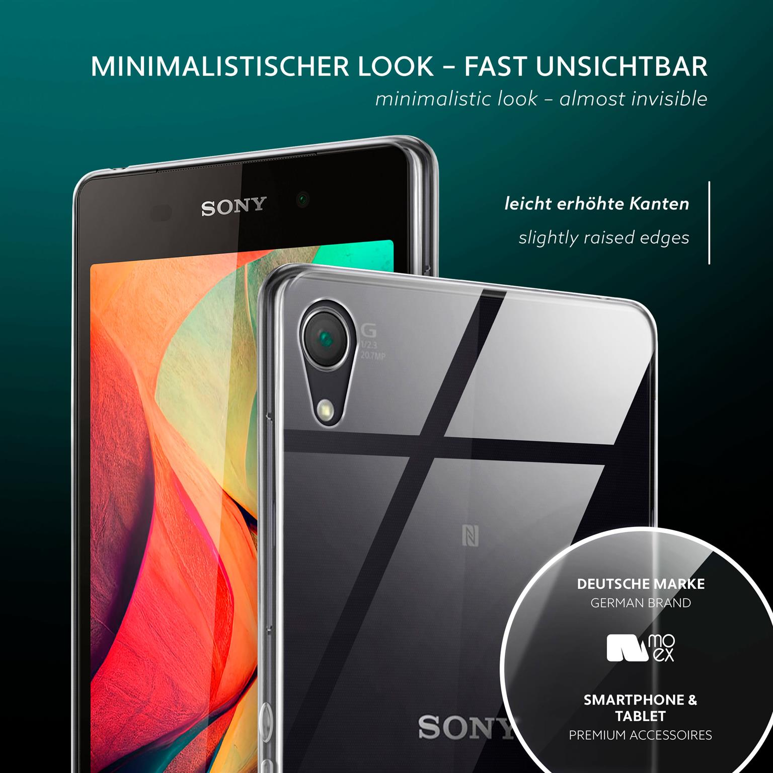 Transparente Handyhülle auf einem Telefon. Das Telefon ist schwarz.